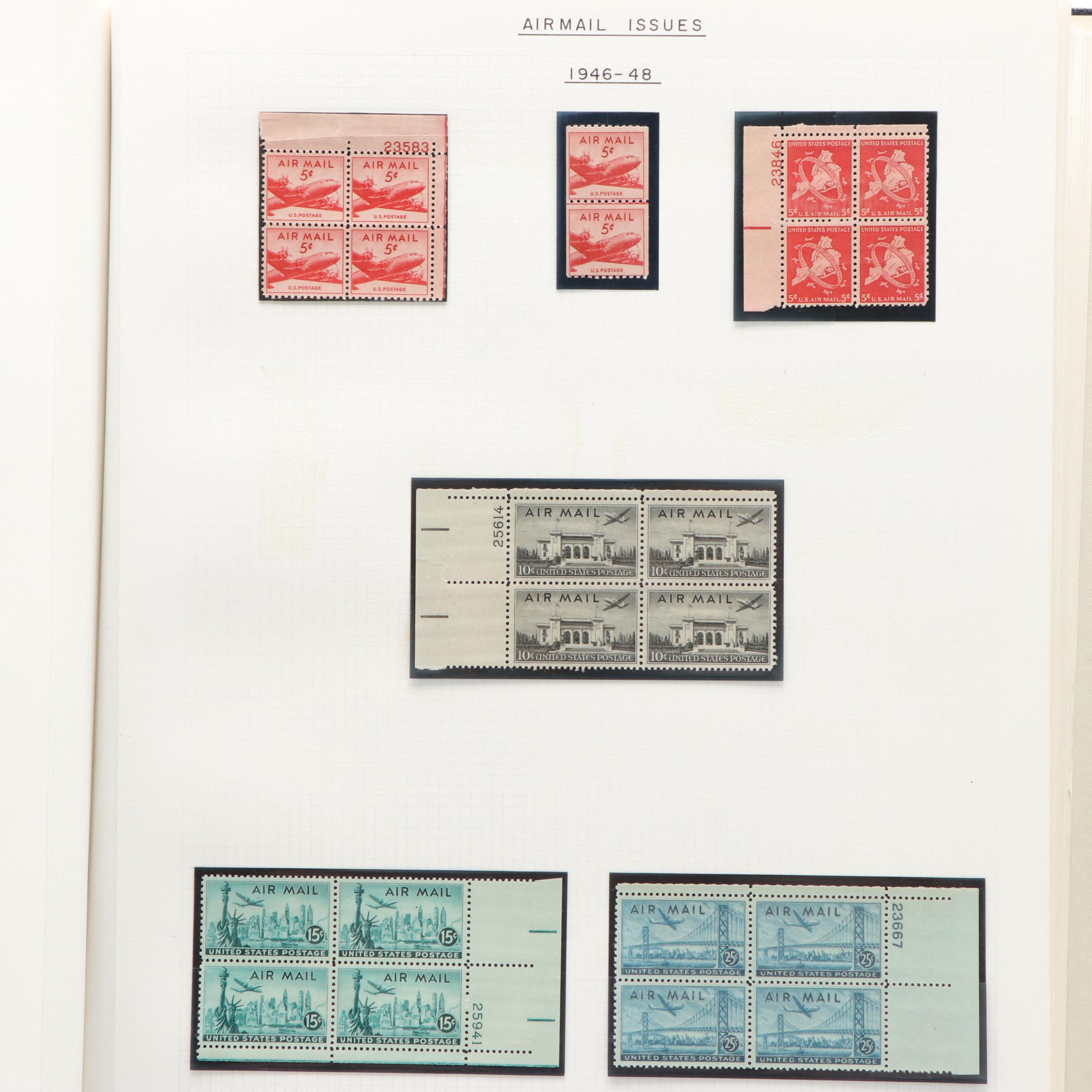 Large Album of U.S. Postage Stamp Plate Blocks, 1900s to 1970s