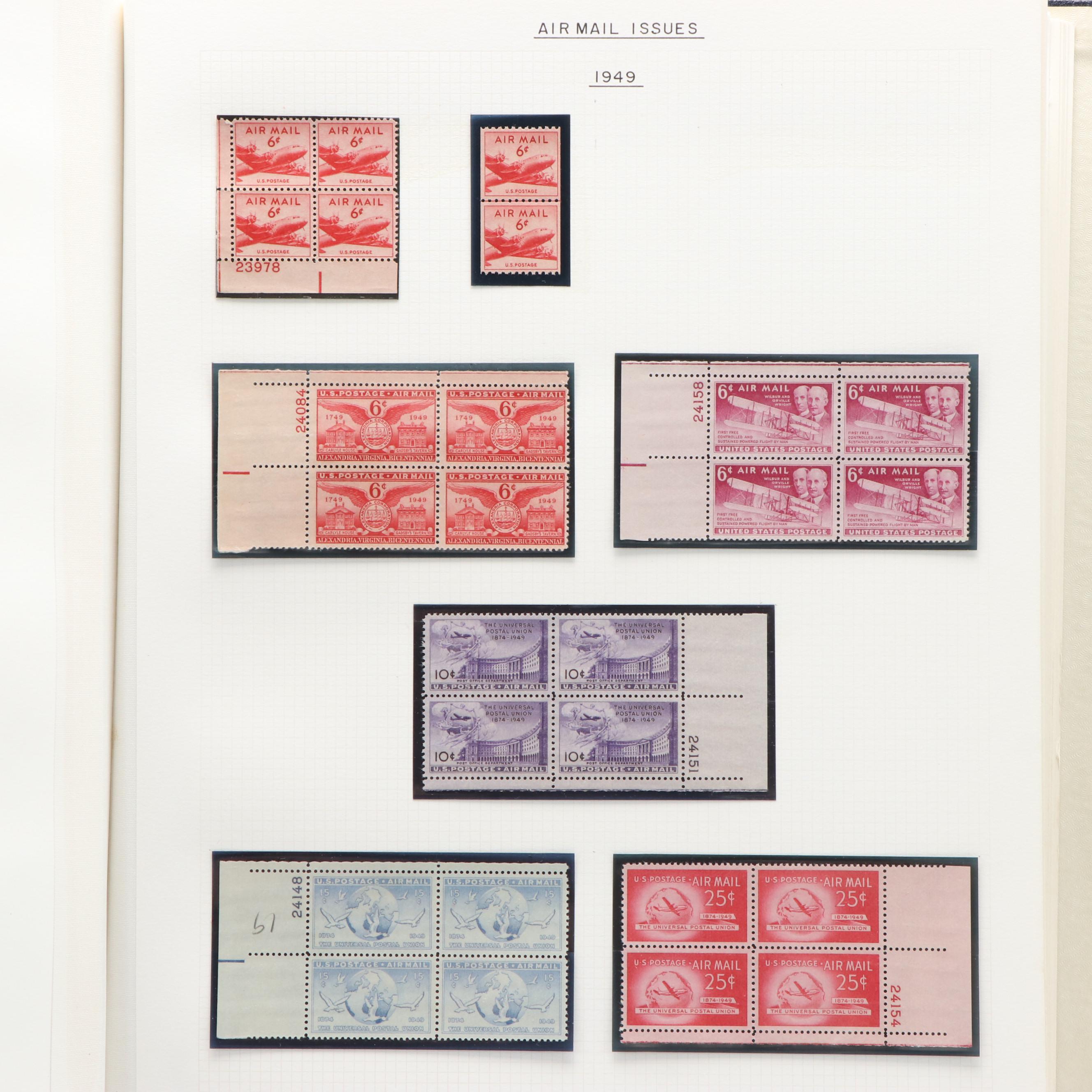 Large Album of U.S. Postage Stamp Plate Blocks, 1900s to 1970s