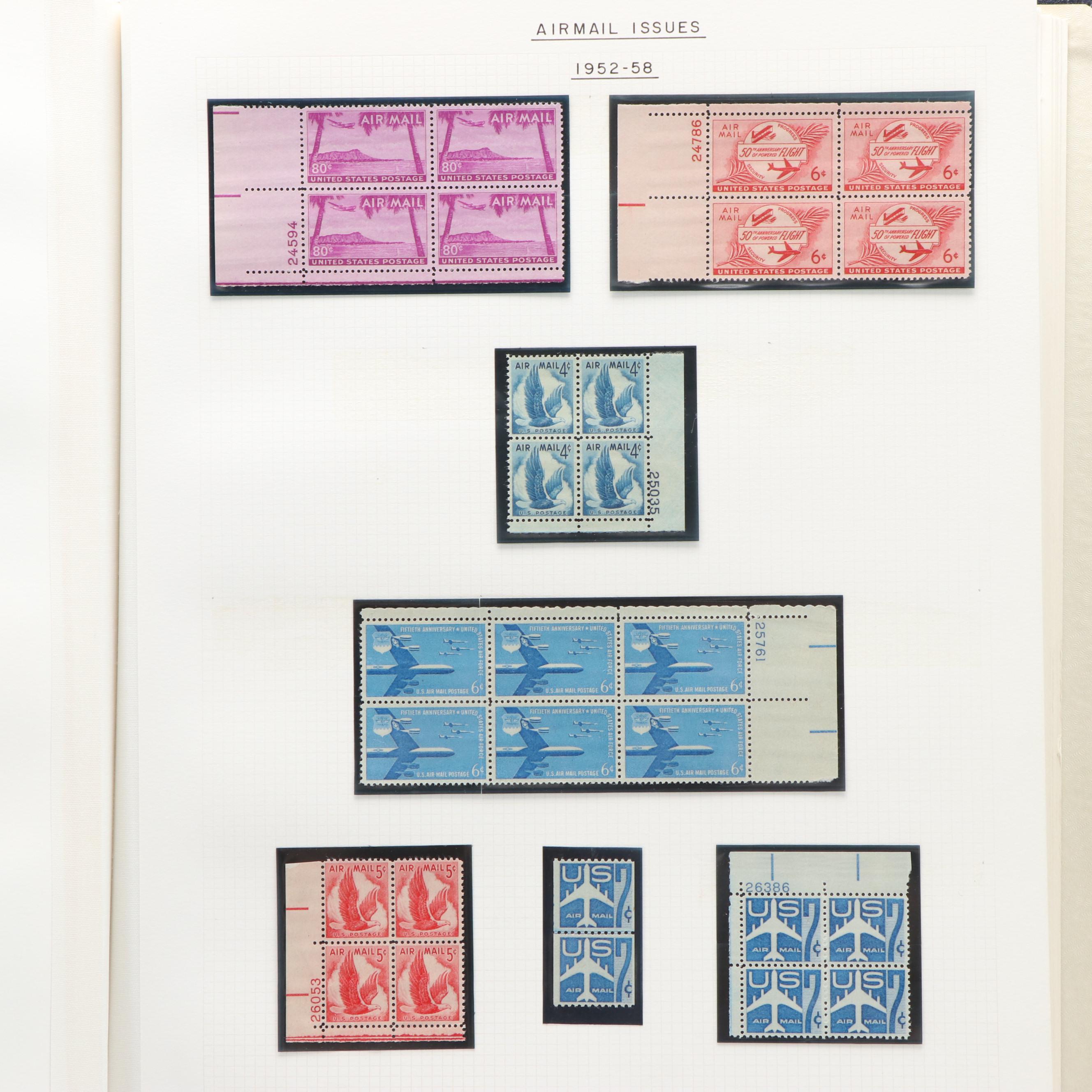 Large Album of U.S. Postage Stamp Plate Blocks, 1900s to 1970s
