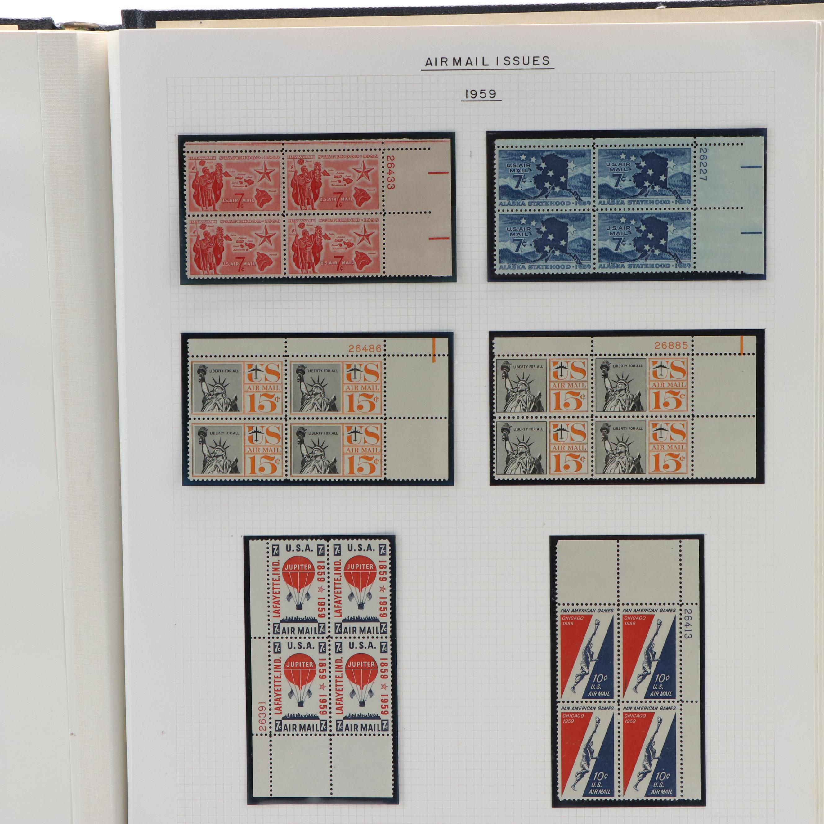 Large Album of U.S. Postage Stamp Plate Blocks, 1900s to 1970s