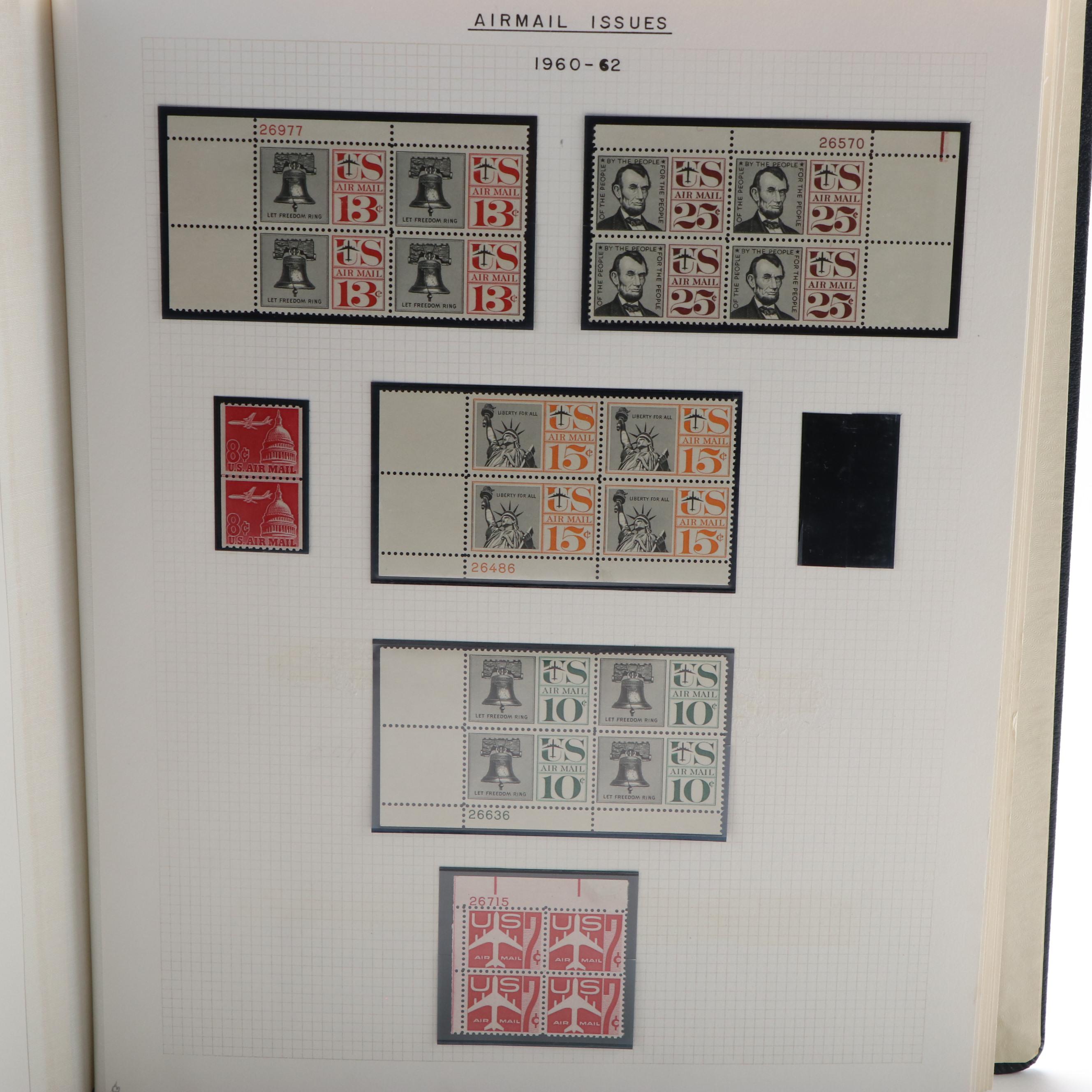 Large Album of U.S. Postage Stamp Plate Blocks, 1900s to 1970s