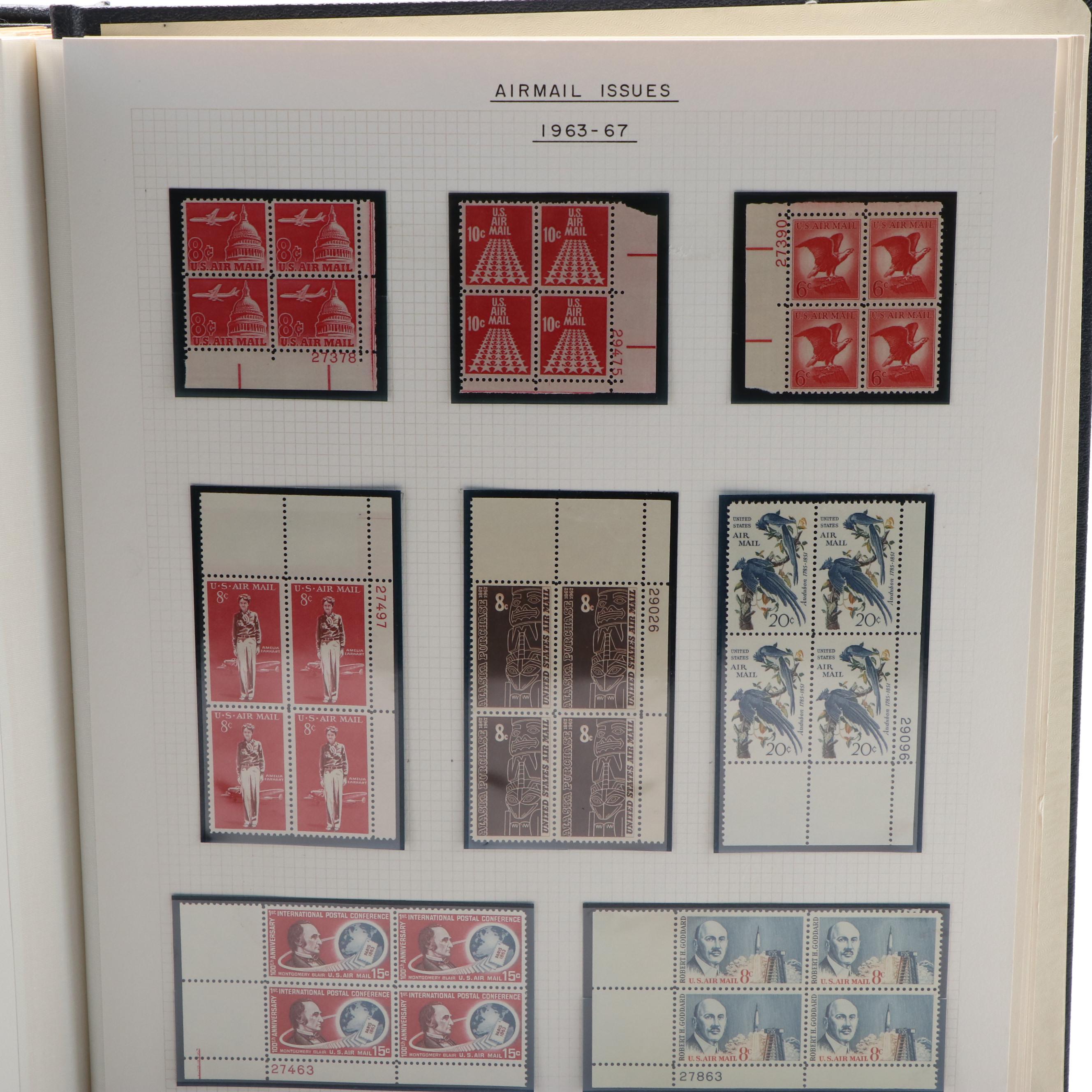 Large Album of U.S. Postage Stamp Plate Blocks, 1900s to 1970s