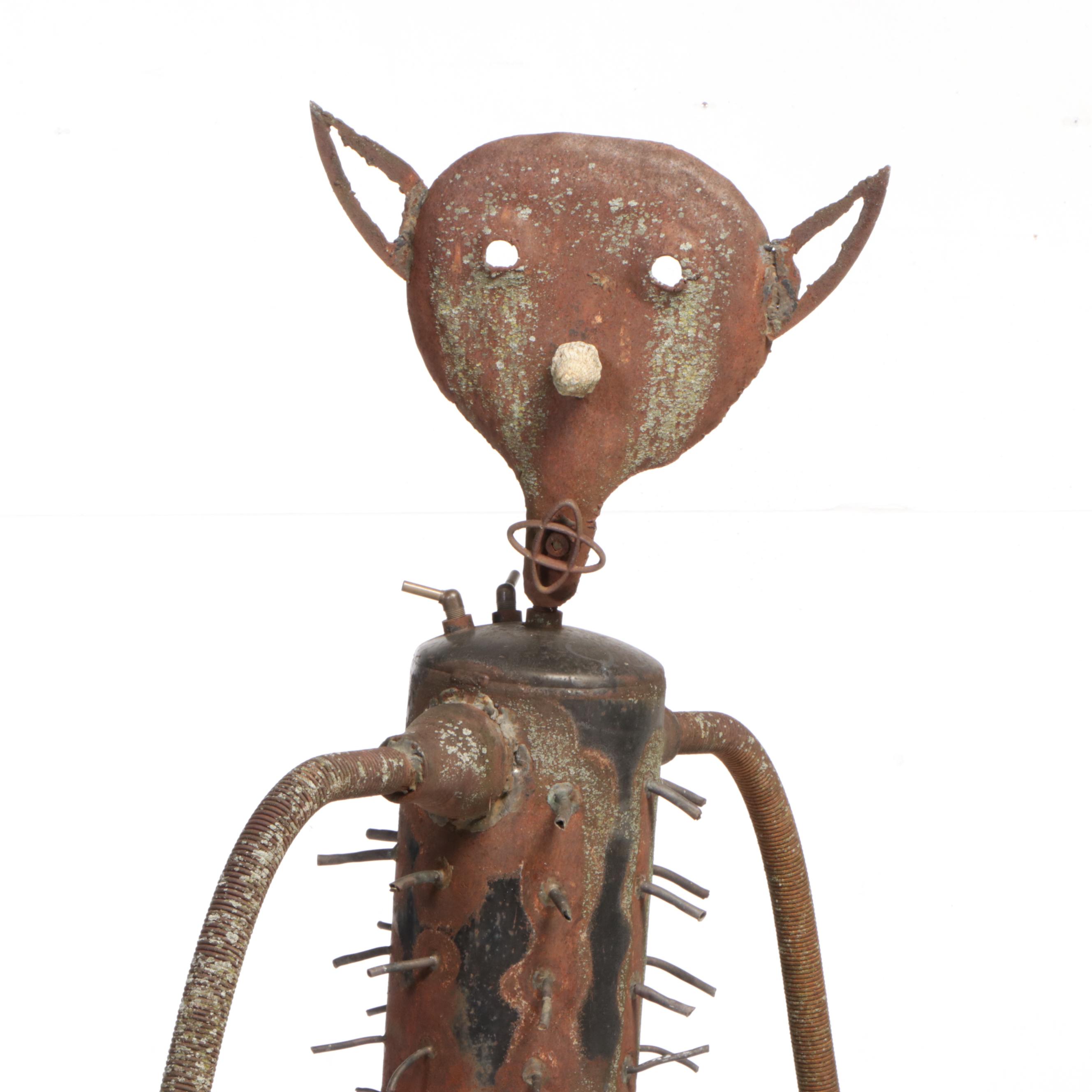 Found-Object Folk Art Metal Sculpture of a Figure