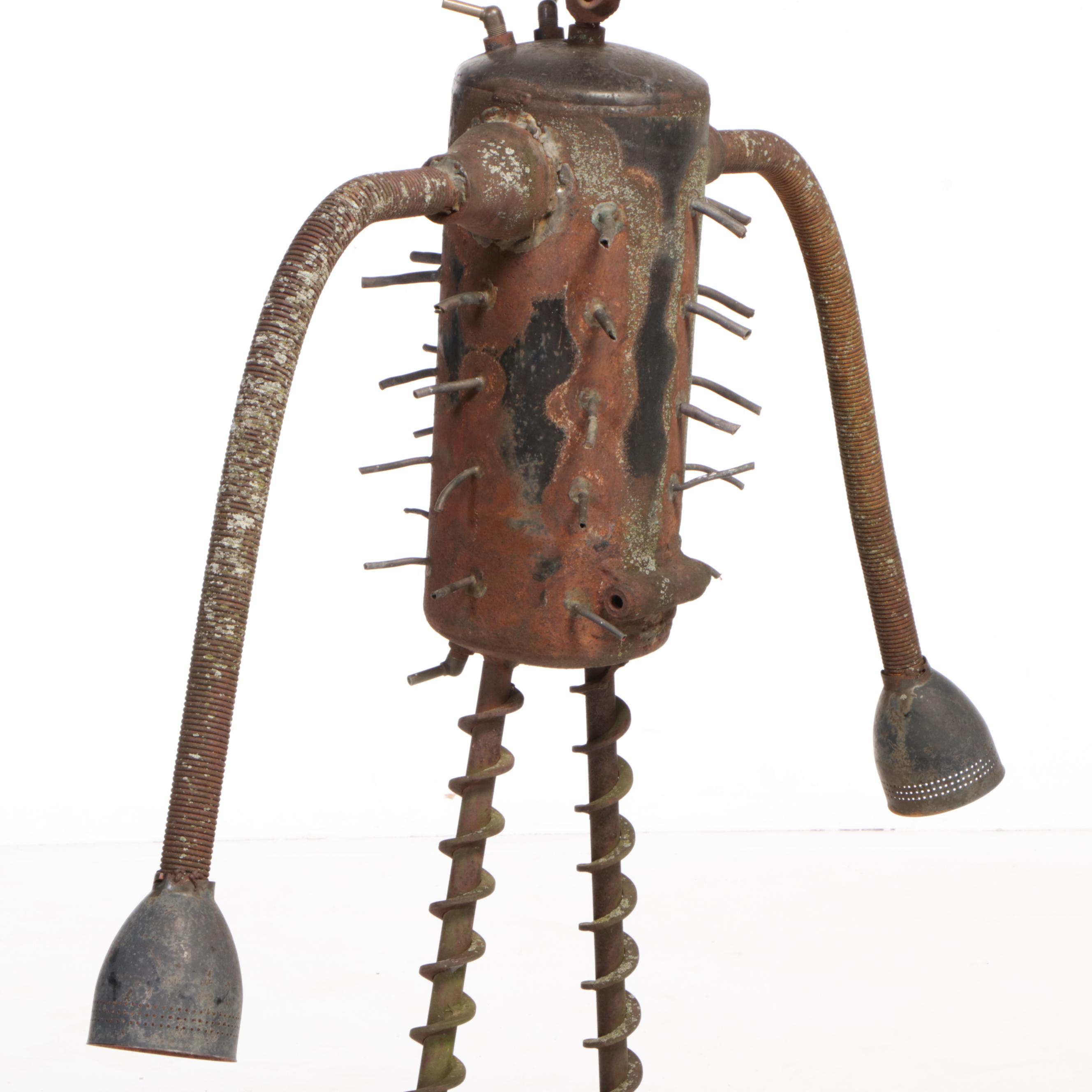 Found-Object Folk Art Metal Sculpture of a Figure