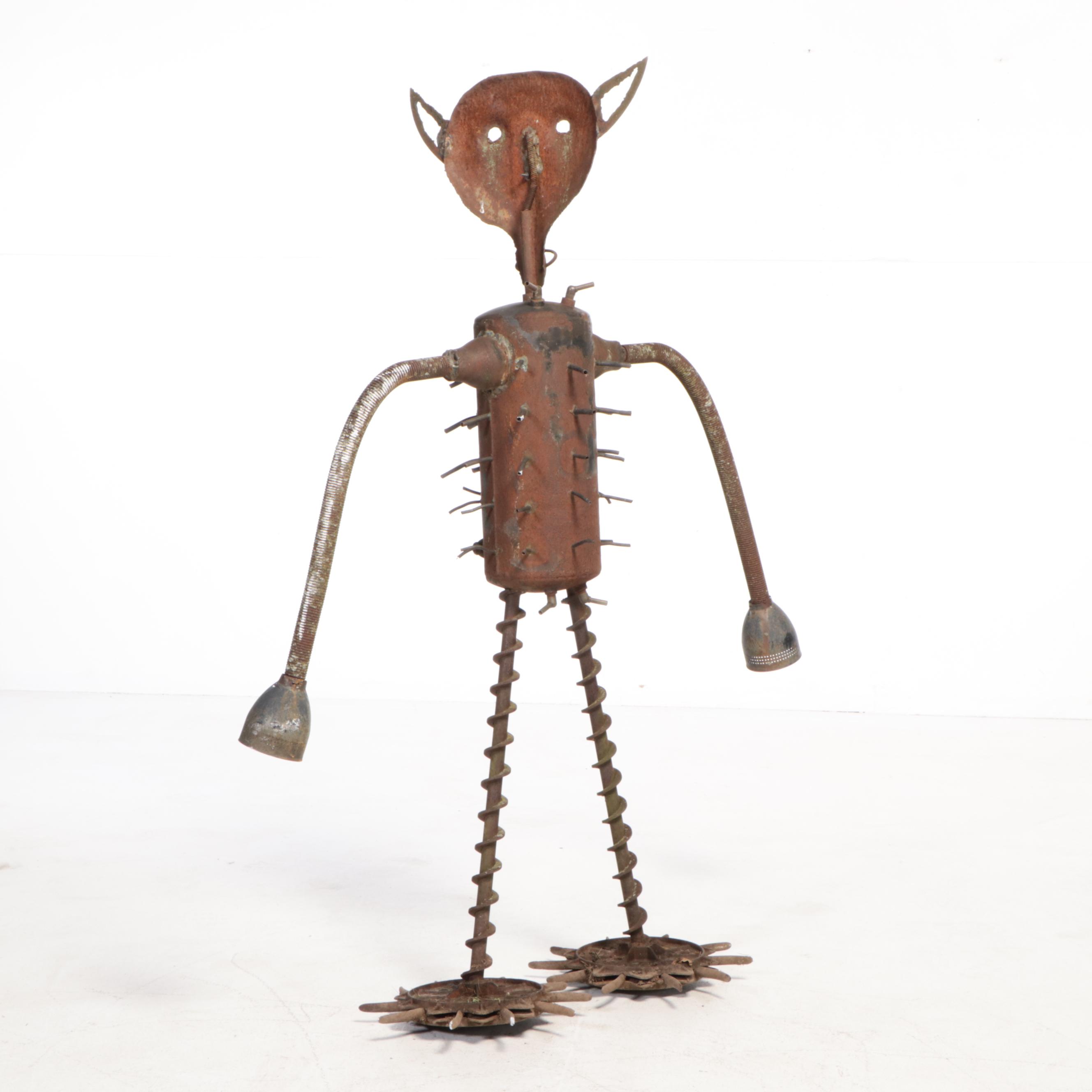 Found-Object Folk Art Metal Sculpture of a Figure