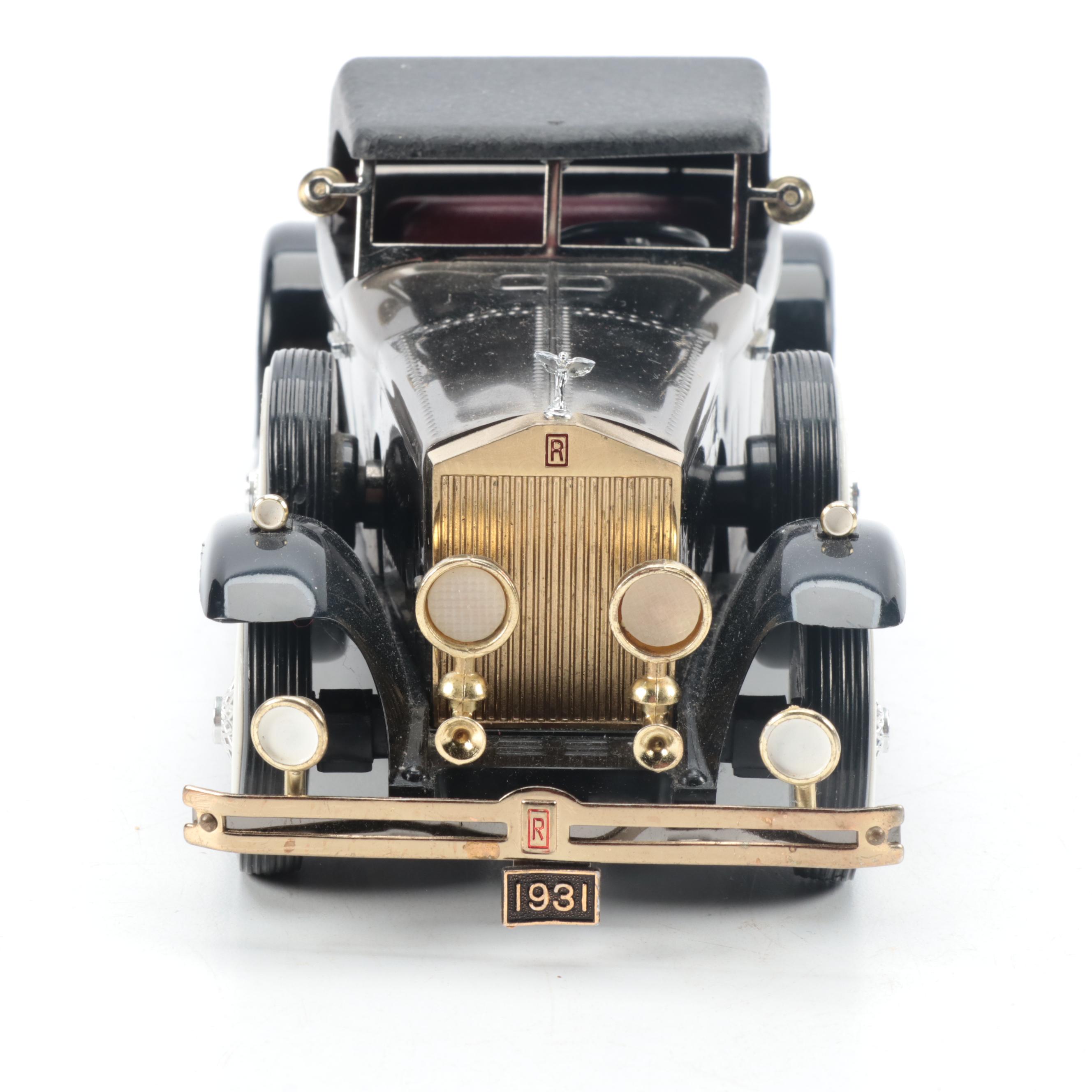 Diecast Metal Rolls Royce with Wooden Models of Cars