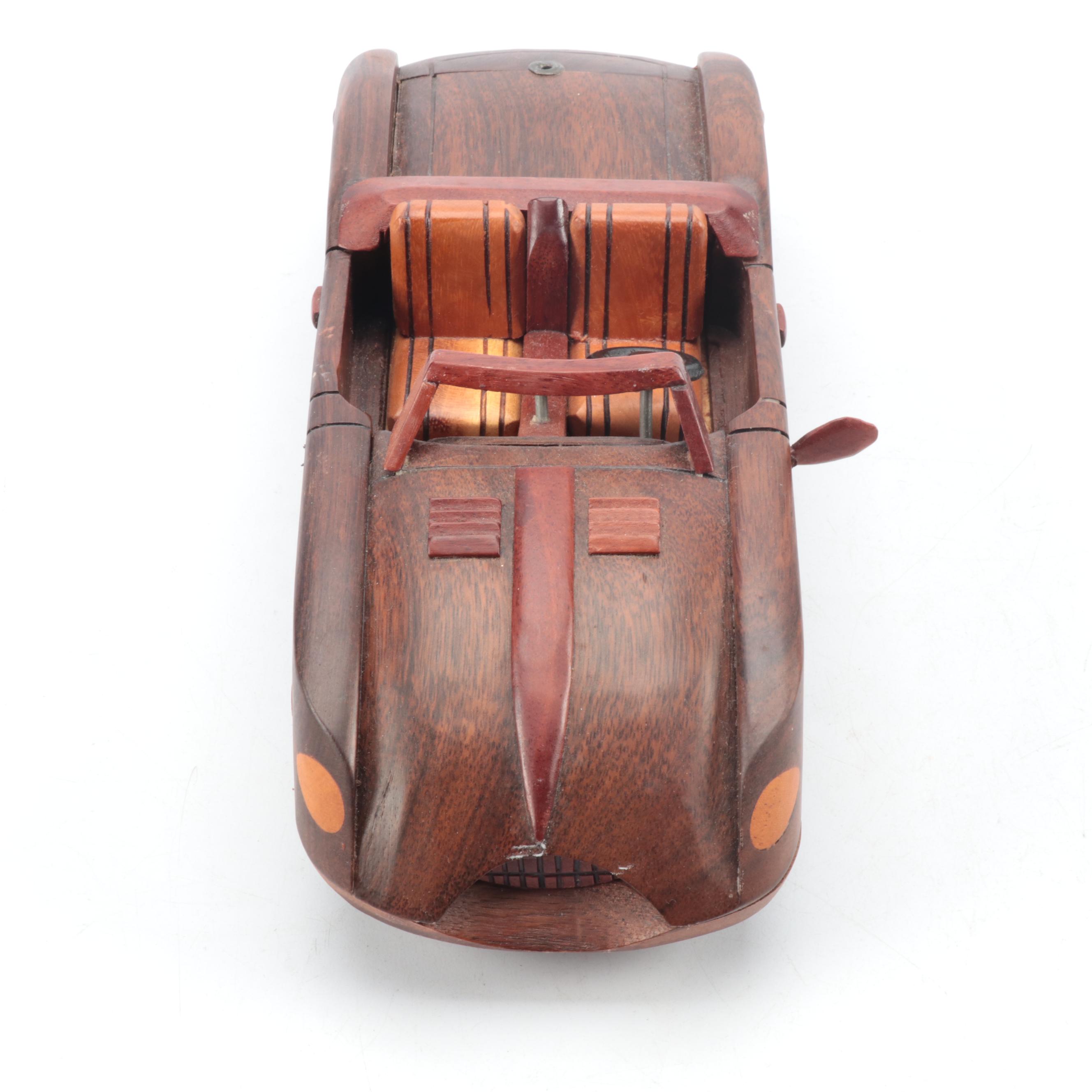 Diecast Metal Rolls Royce with Wooden Models of Cars