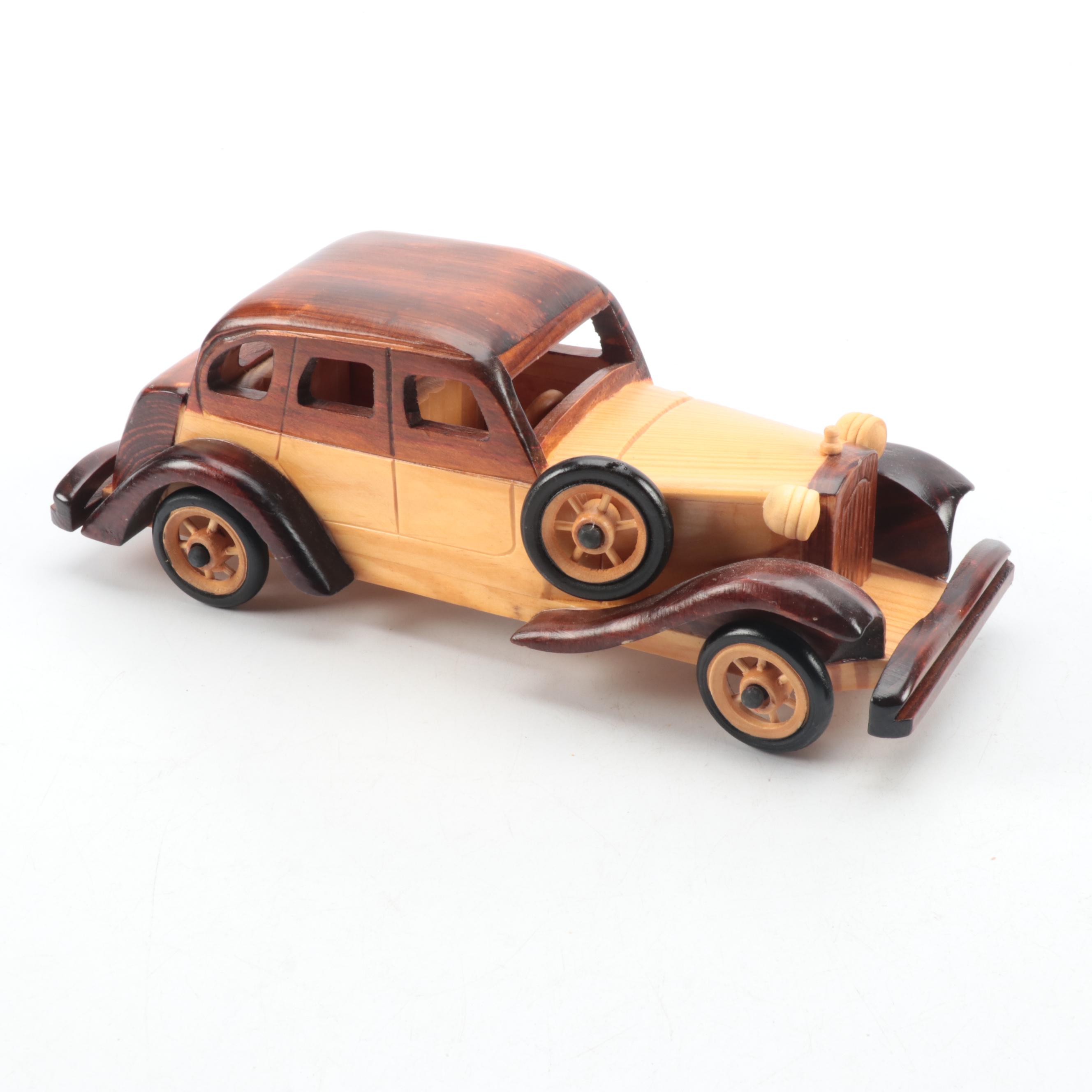 Diecast Metal Rolls Royce with Wooden Models of Cars