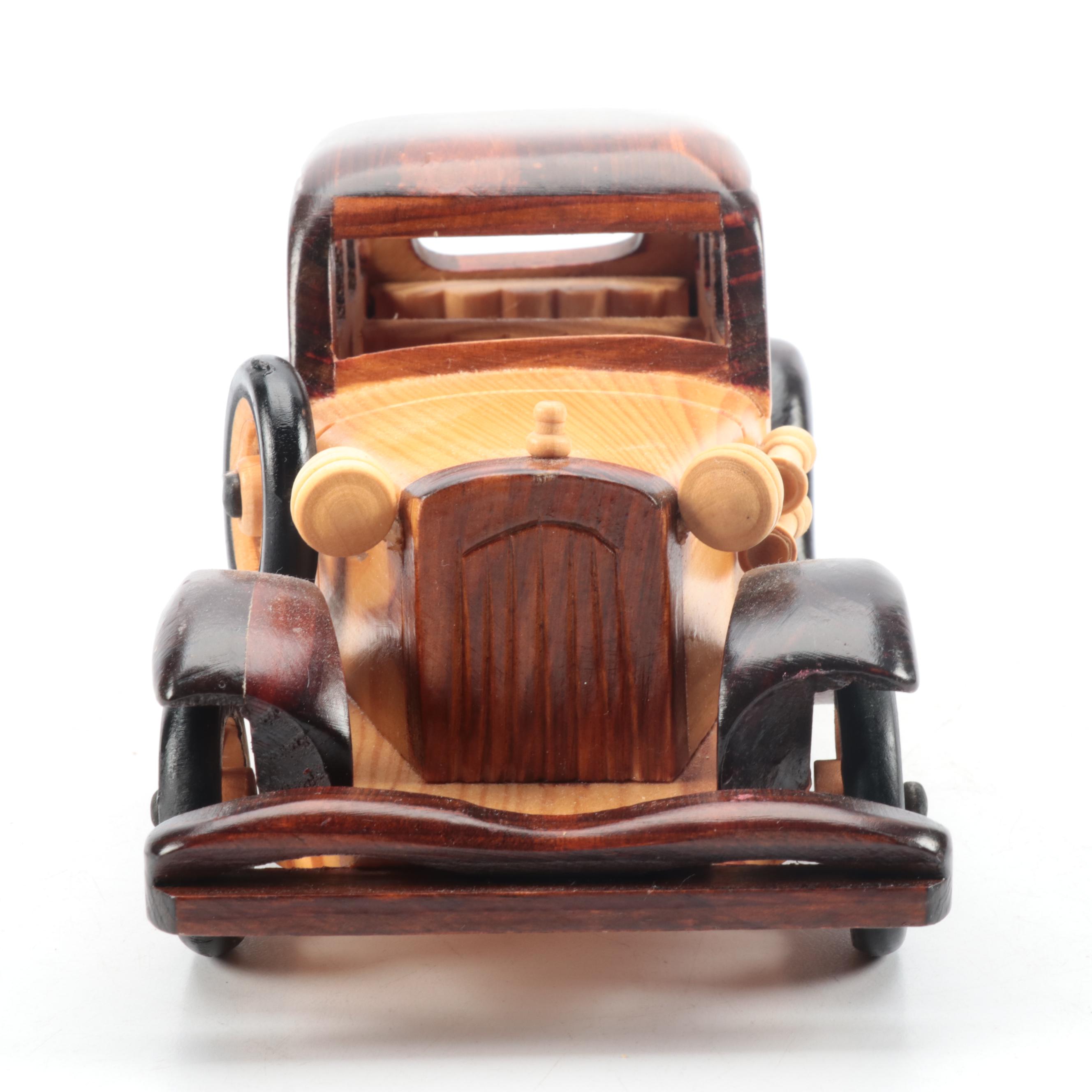 Diecast Metal Rolls Royce with Wooden Models of Cars
