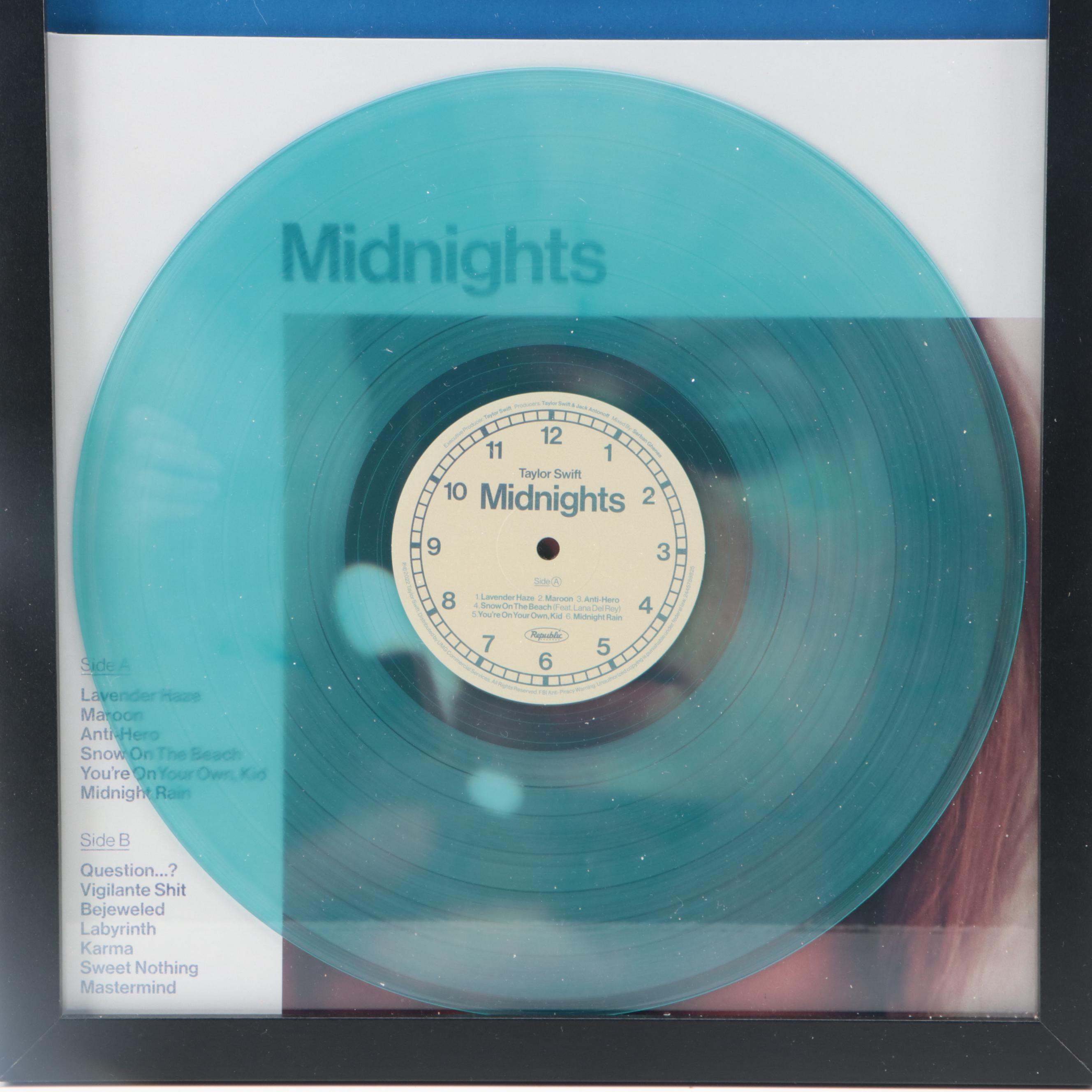 Taylor Swift Signed "Midnights" Vinyl Record Display