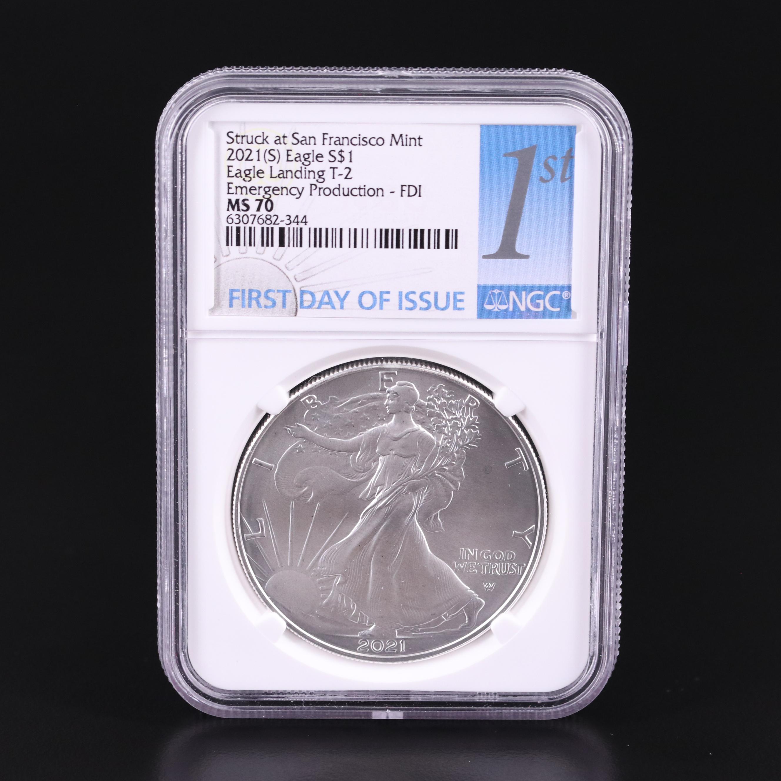 NGC Graded MS70 2021(S) American Silver Eagle, Type 2