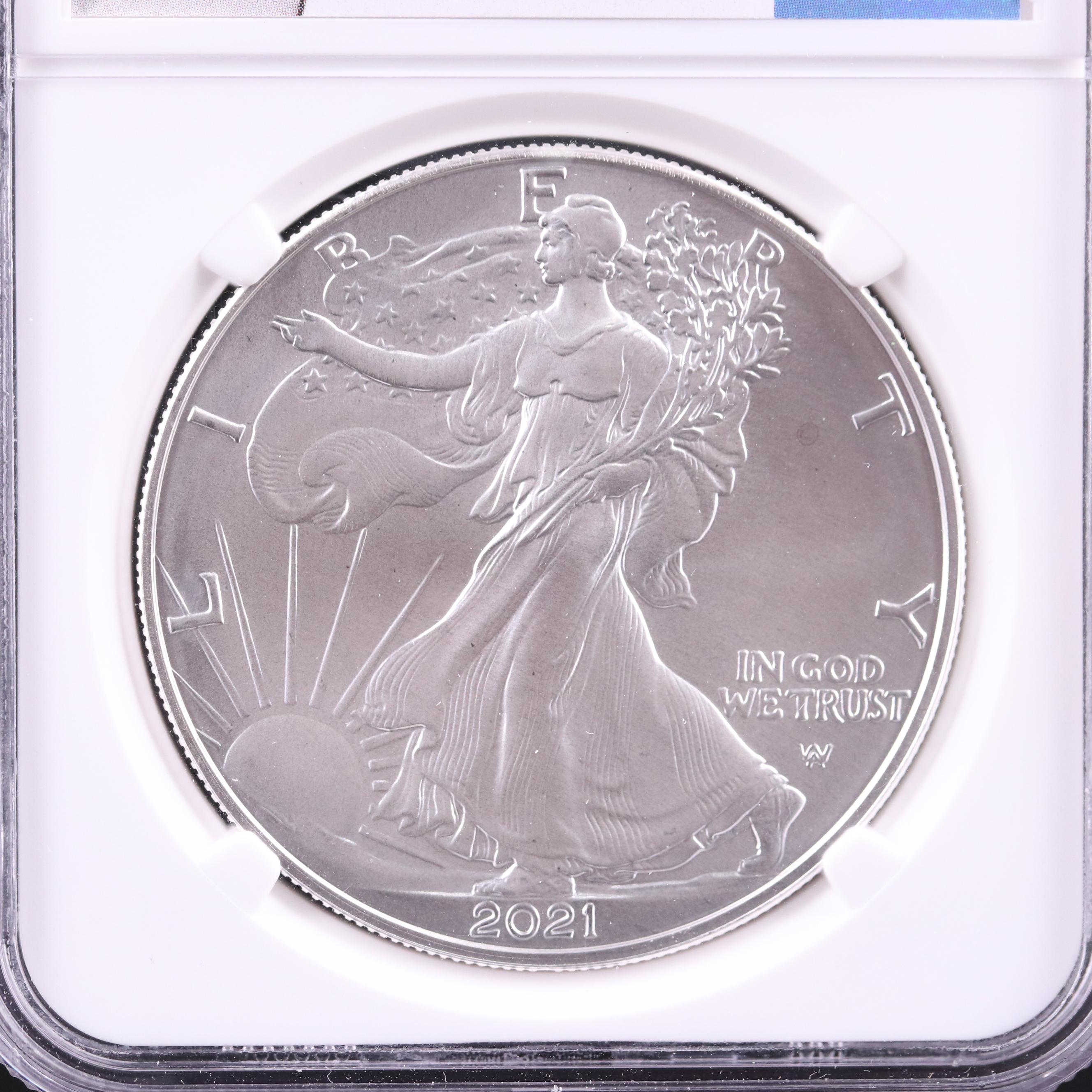 NGC Graded MS70 2021(S) American Silver Eagle, Type 2