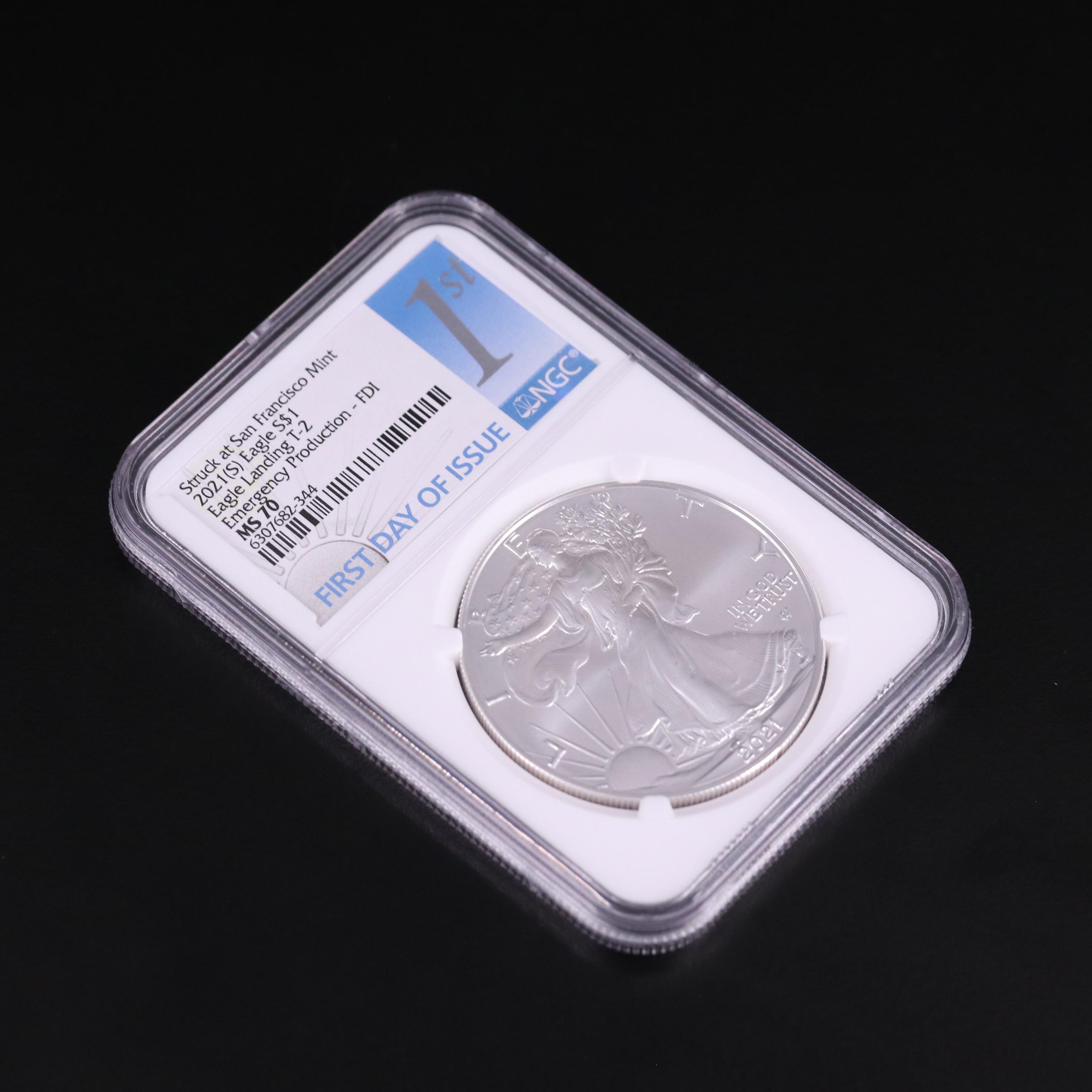 NGC Graded MS70 2021(S) American Silver Eagle, Type 2