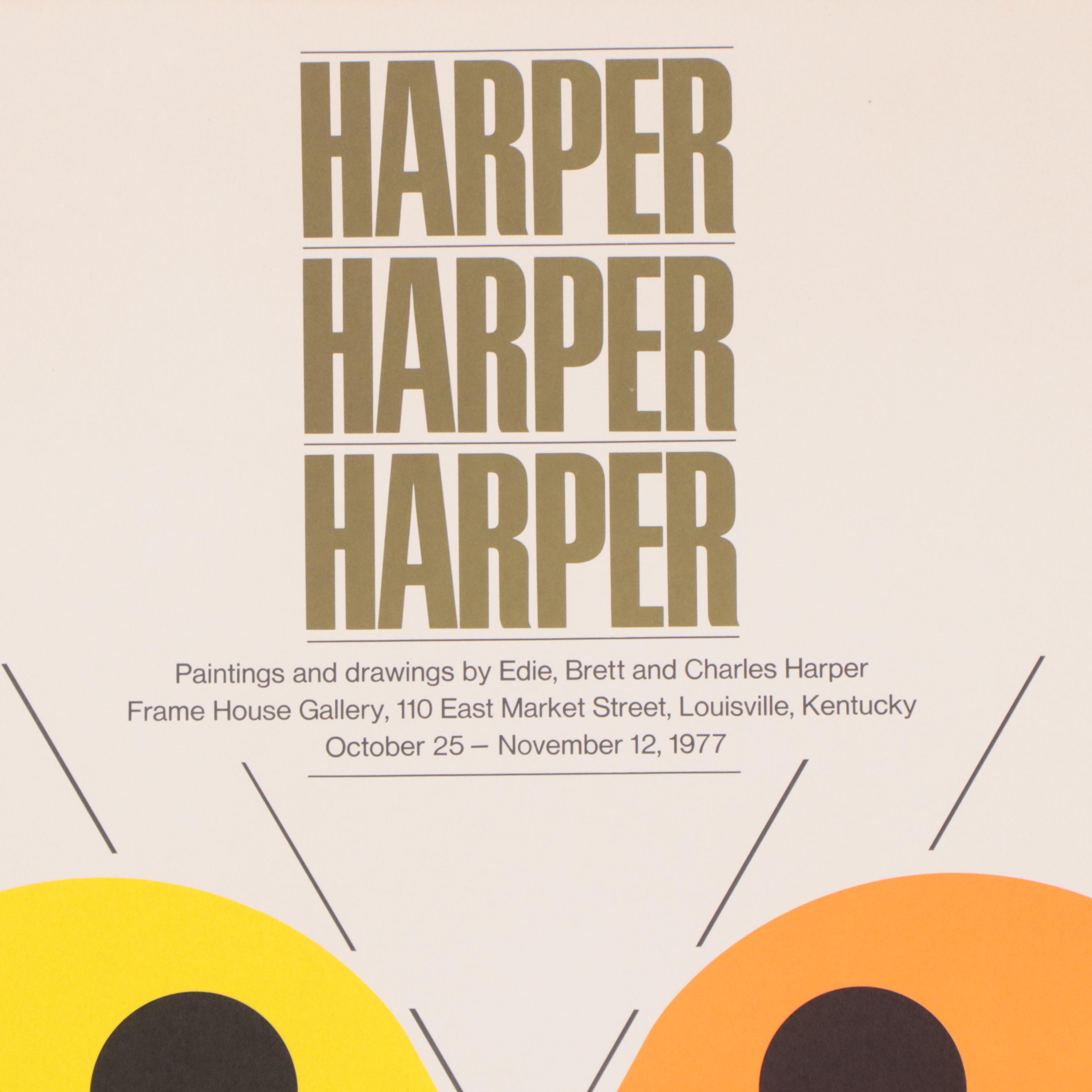 Charley Harper Lithograph Exhibition Poster "Harper, Harper, Harper," 1977