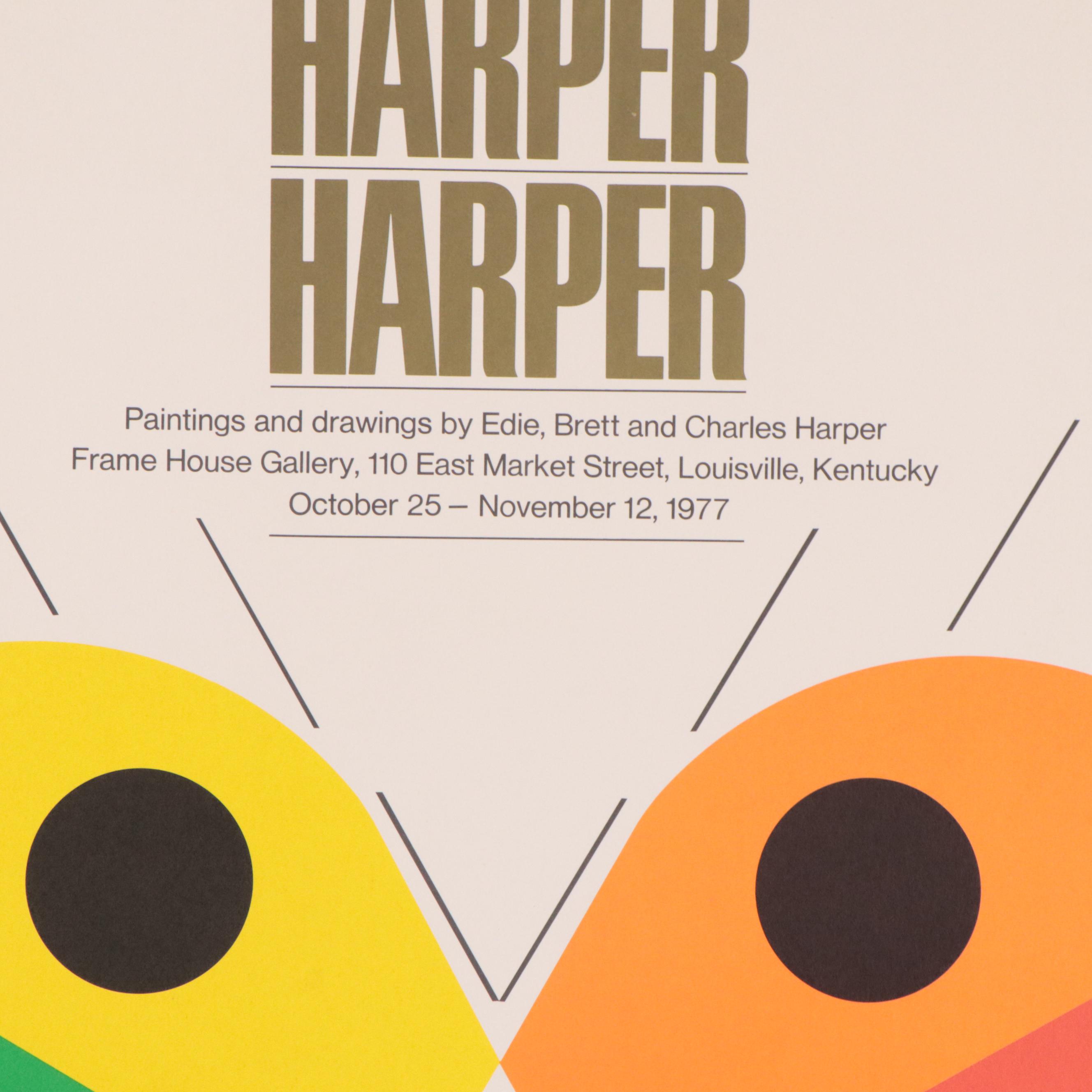 Charley Harper Lithograph Exhibition Poster "Harper, Harper, Harper," 1977