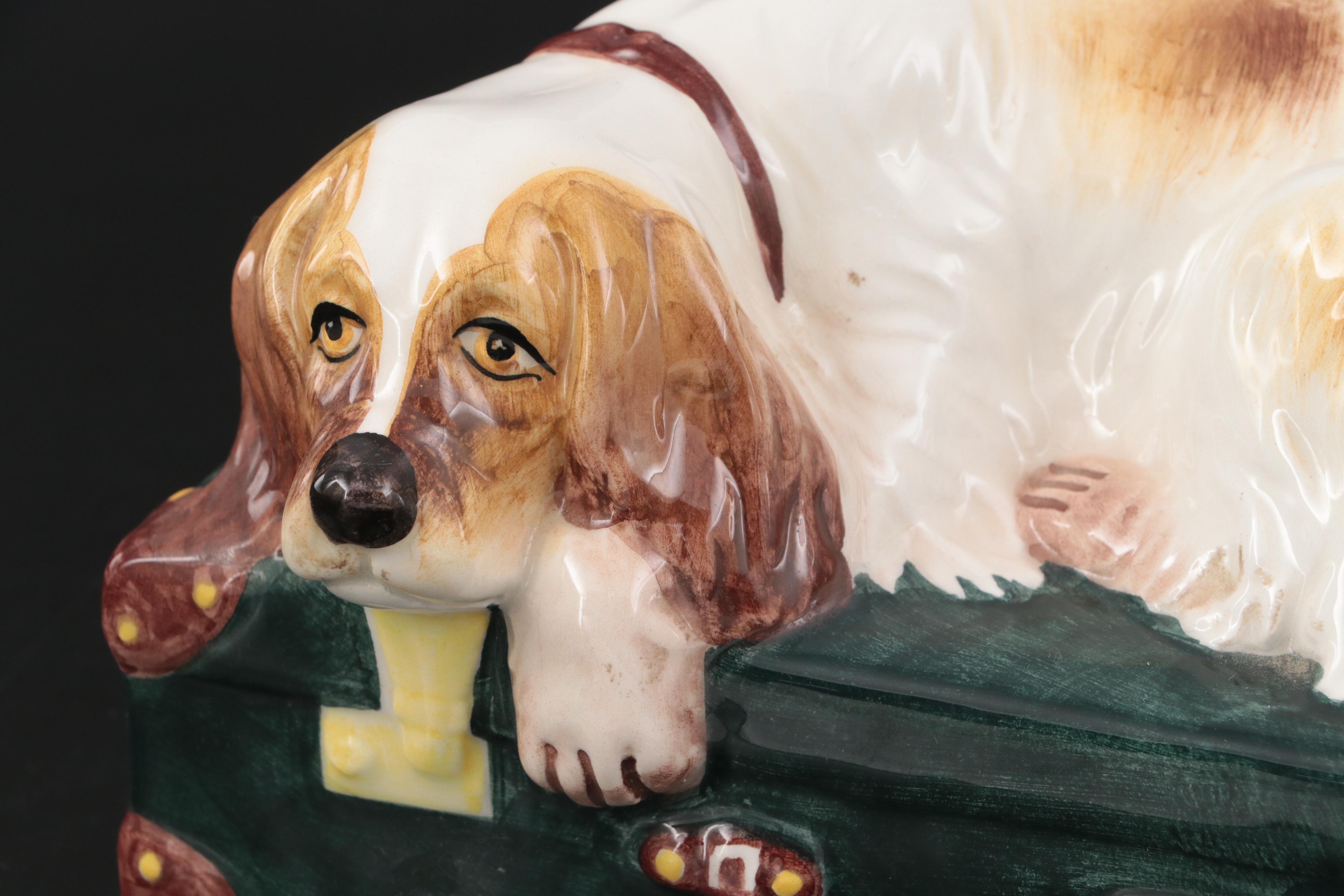 Nove for Tiffany & Co. Spaniel on Suitcase and Porcelain Greyhound Figurines