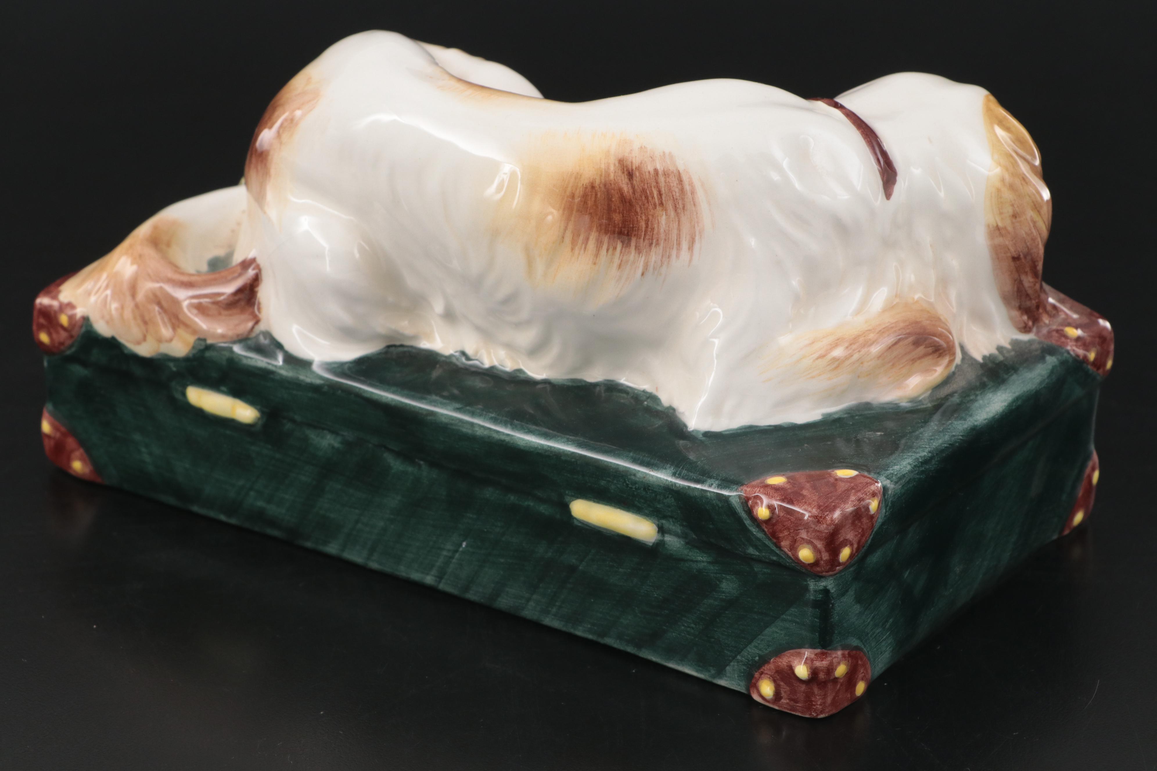 Nove for Tiffany & Co. Spaniel on Suitcase and Porcelain Greyhound Figurines