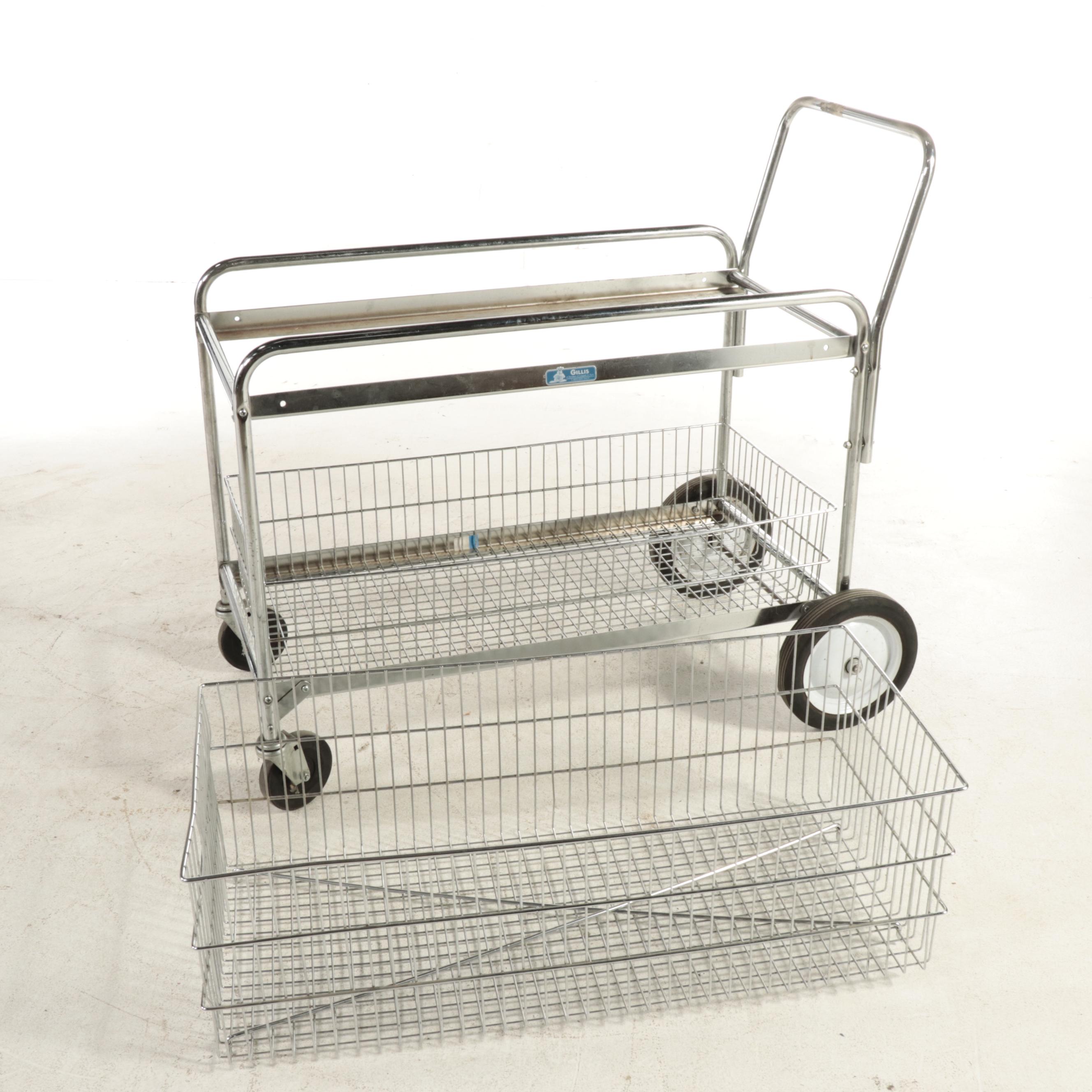 Gillis div. of Leggett & Platt Chromed Metal Shopping Cart w/ Removable Baskets