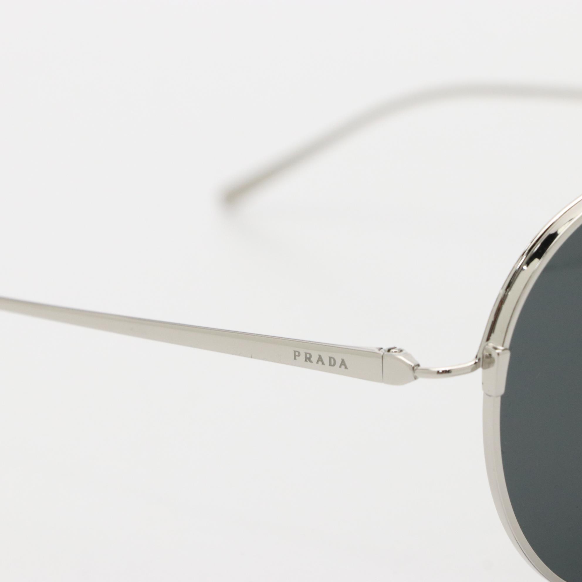 Prada SPR56U Silver Tone Sunglasses with Case and Box