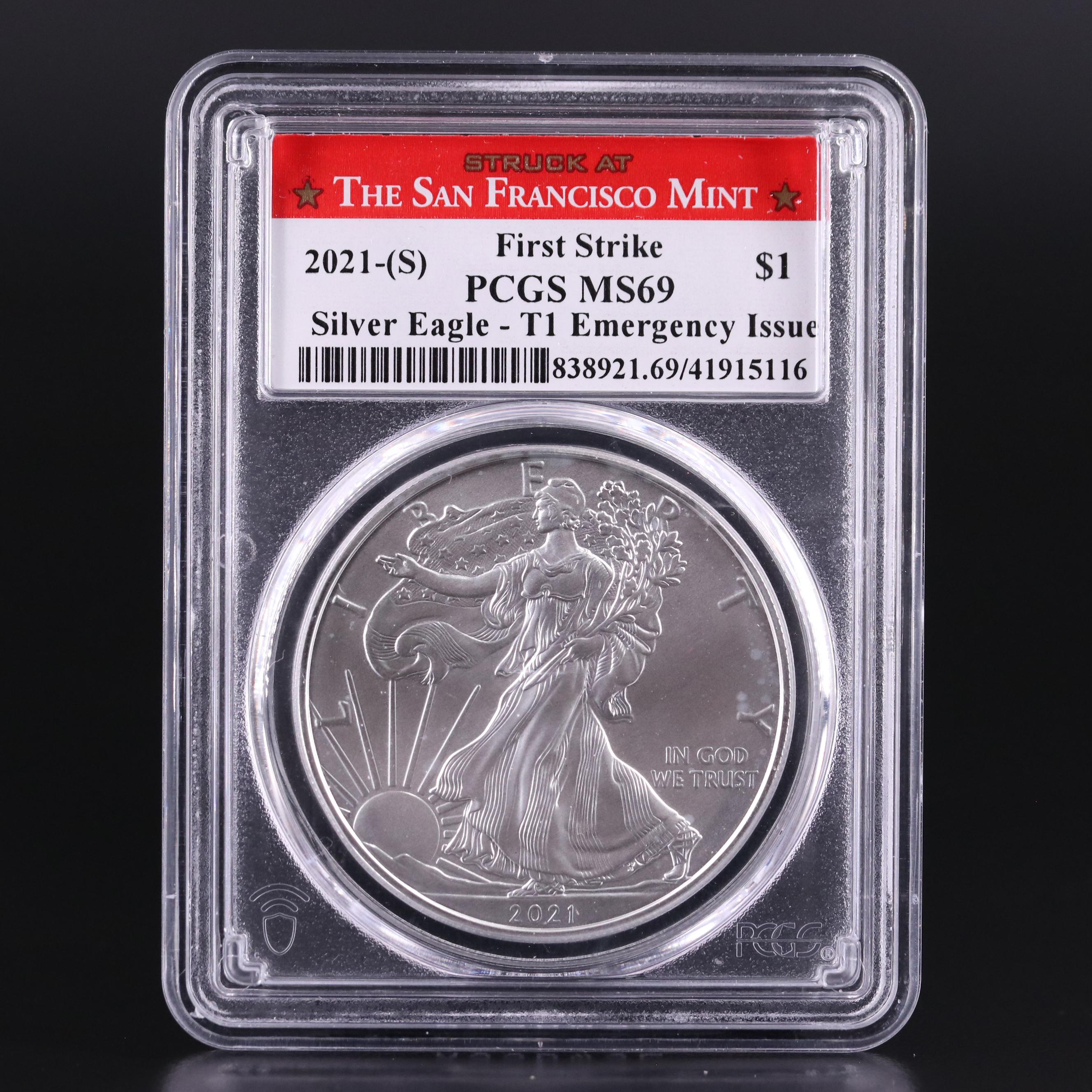 PCGS Graded MS69 2021(S) American Silver Eagle, Type 1