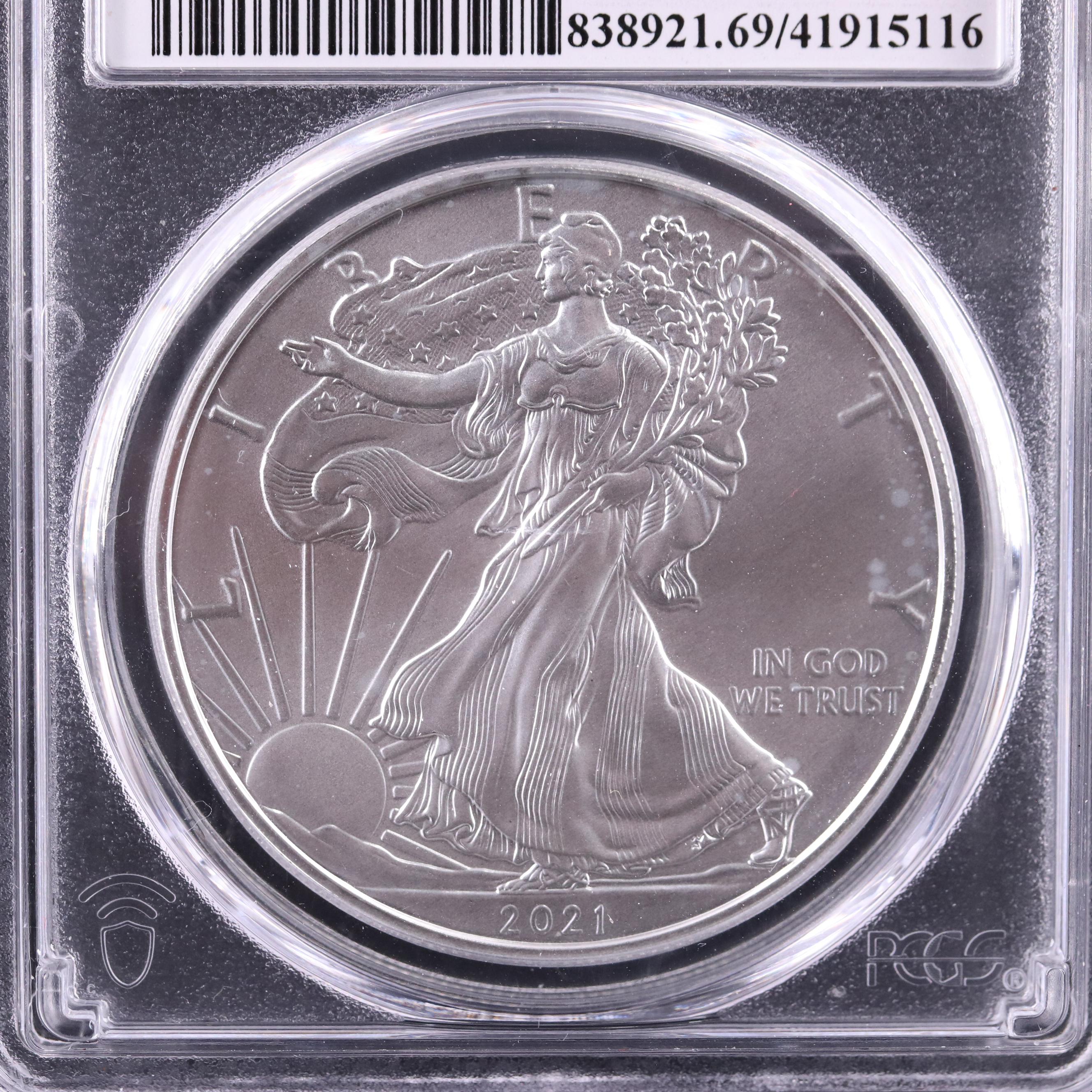 PCGS Graded MS69 2021(S) American Silver Eagle, Type 1