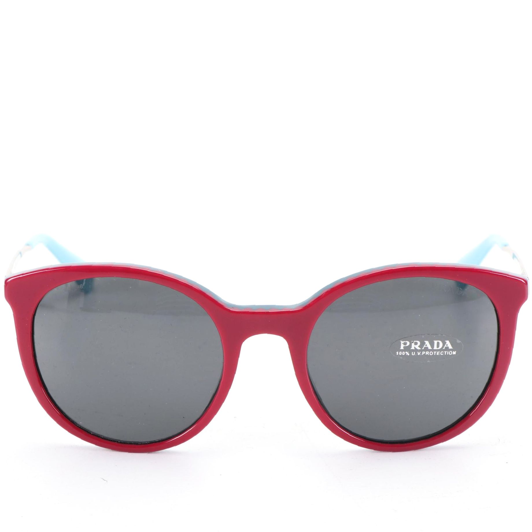 Prada SPR17S Rounded Wayfarer Sunglasses with Case and Box