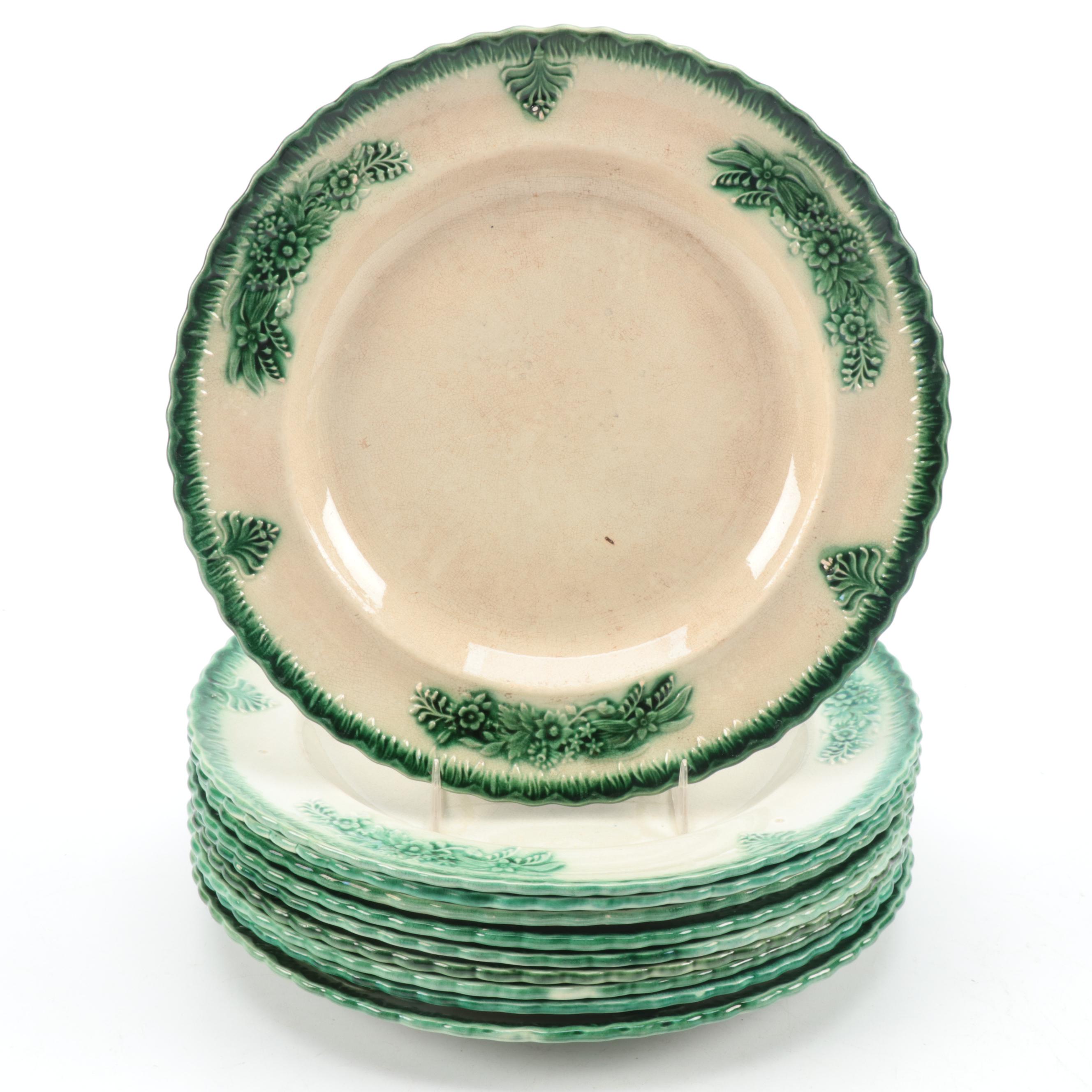 English Green Shell Edge with Majolica and Other Tableware