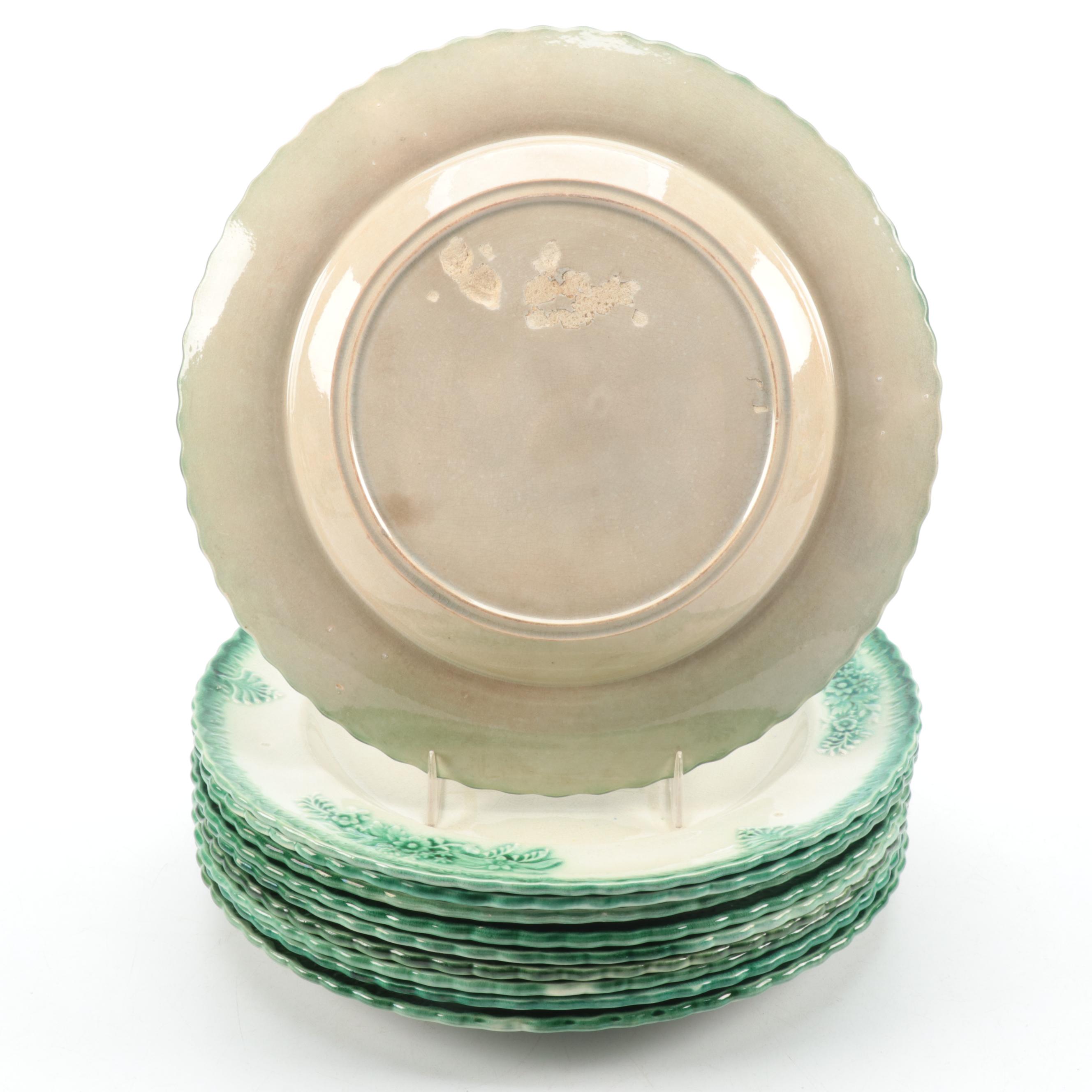 English Green Shell Edge with Majolica and Other Tableware