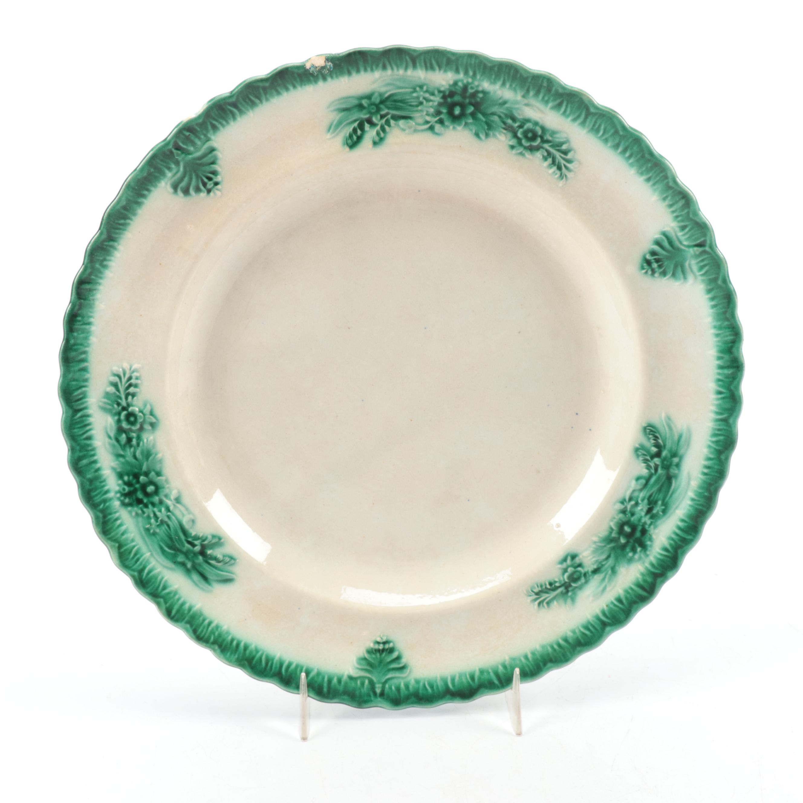 English Green Shell Edge with Majolica and Other Tableware
