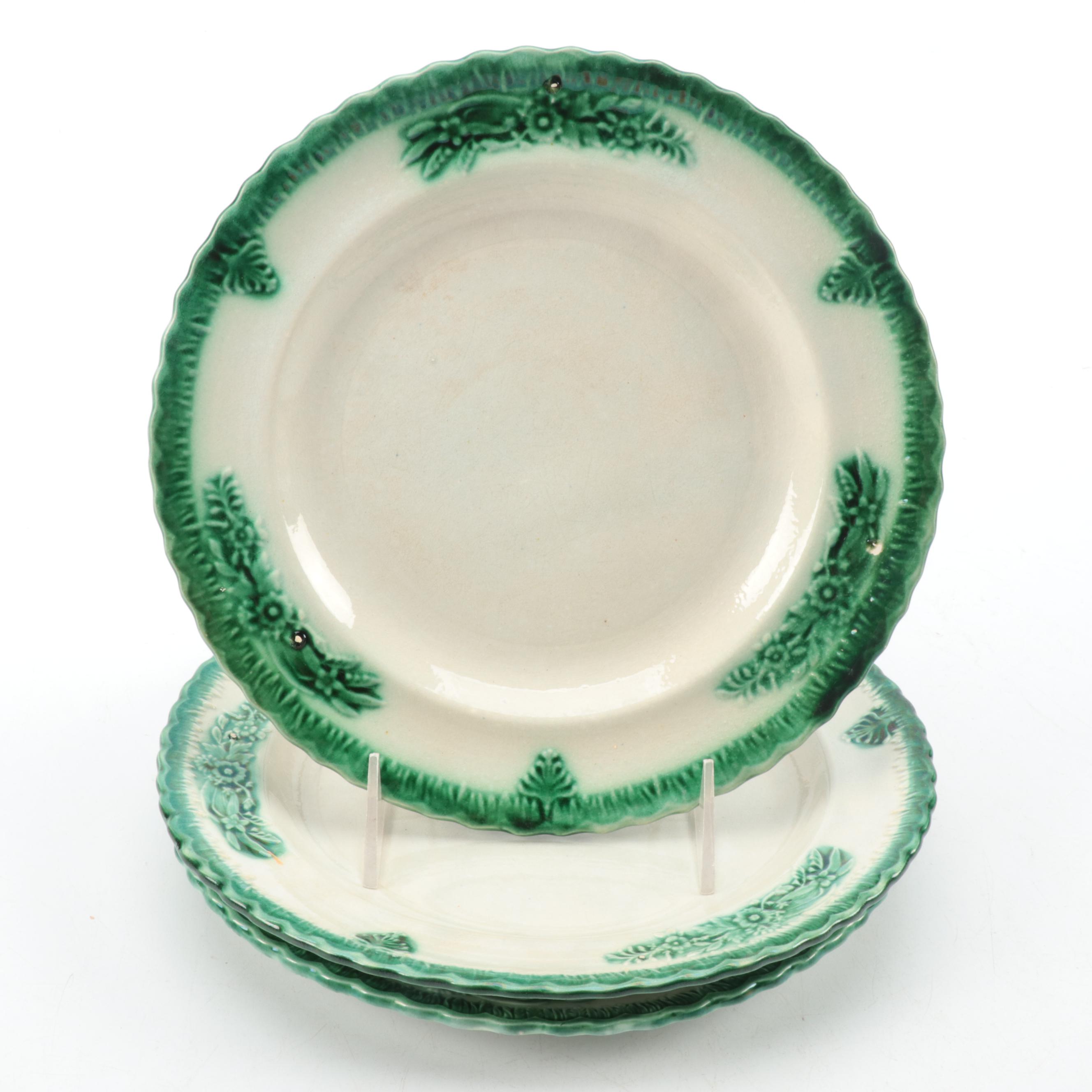 English Green Shell Edge with Majolica and Other Tableware