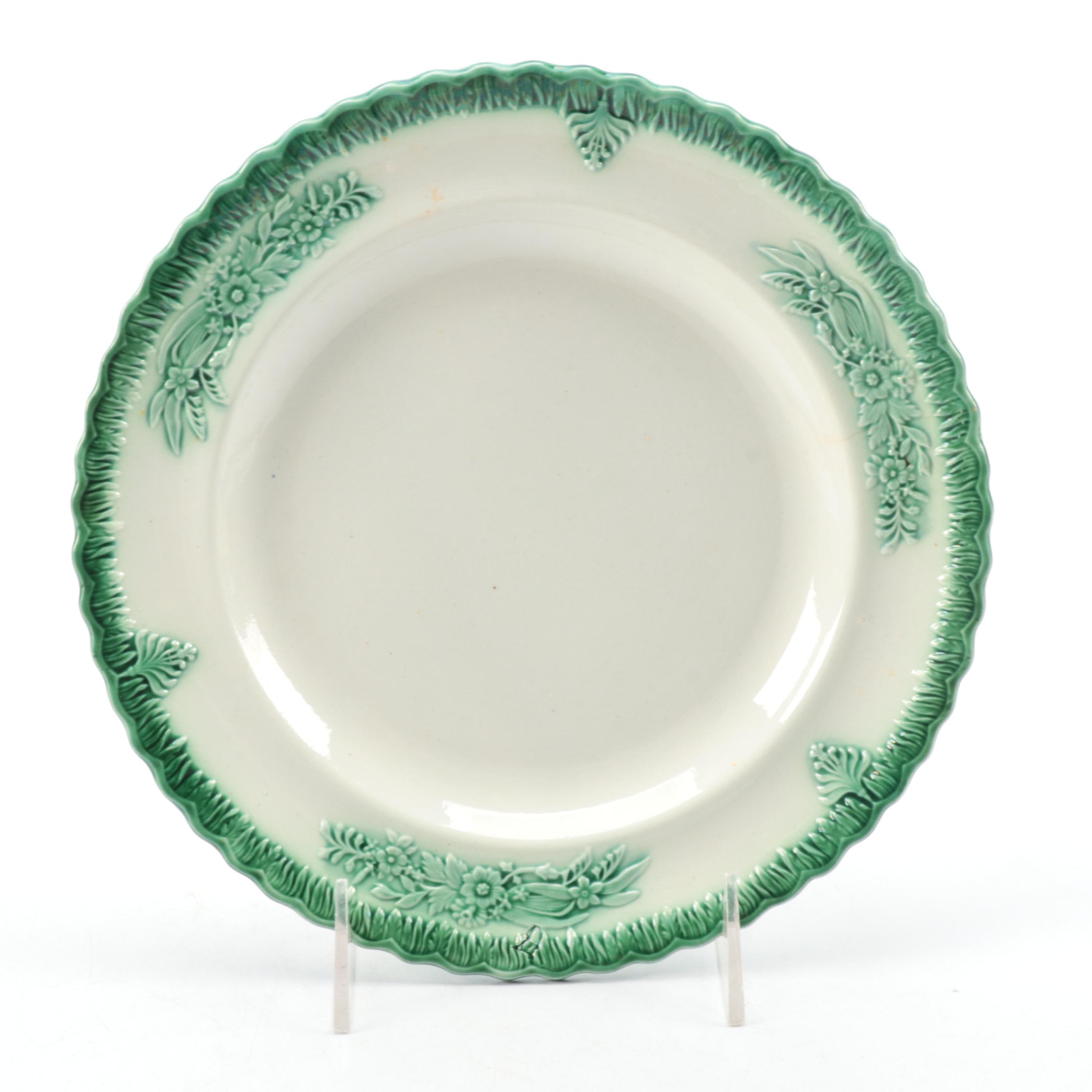 English Green Shell Edge with Majolica and Other Tableware