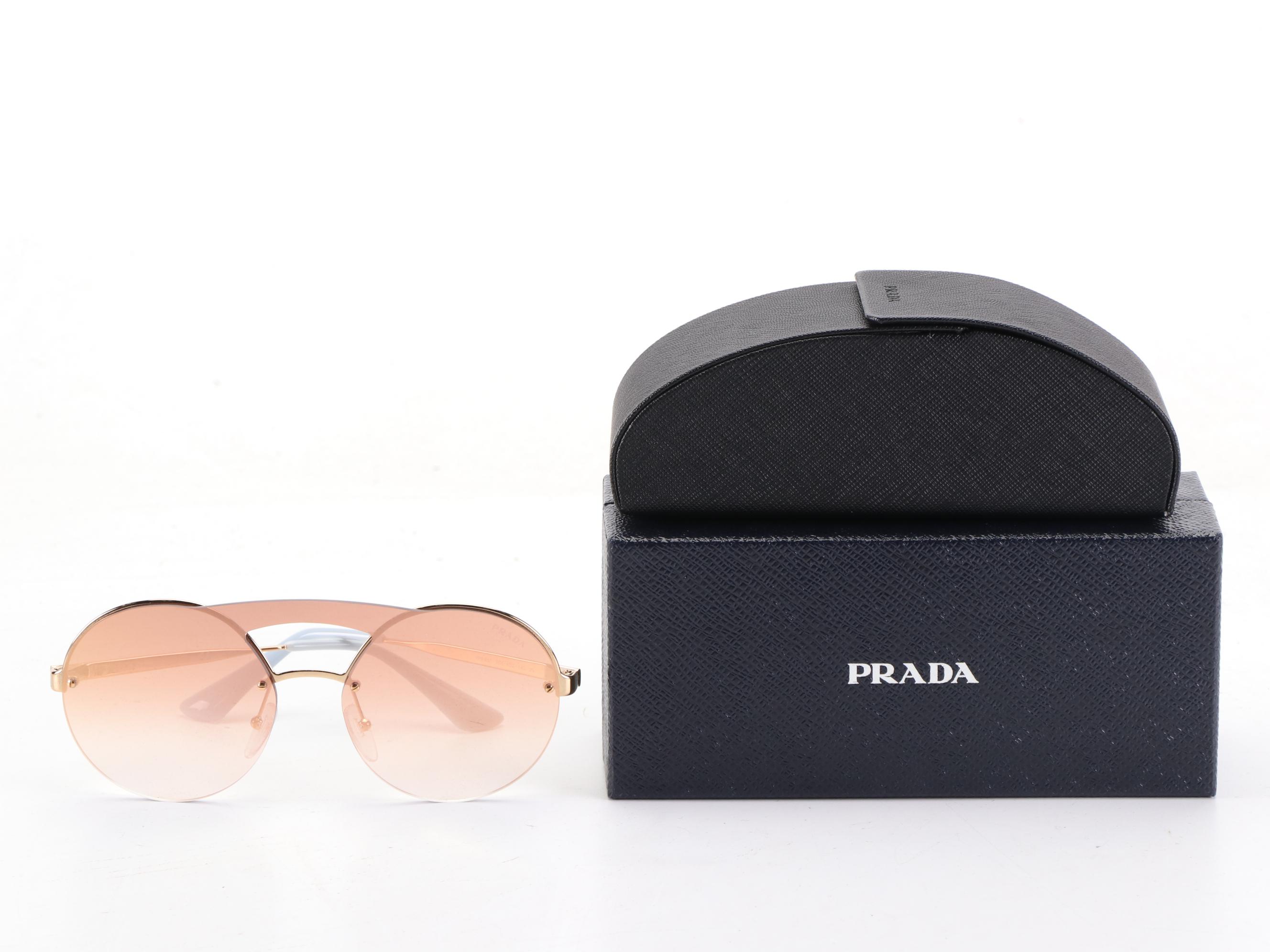 Prada SPR65T Catwalk Round Sunglasses with Case and Box