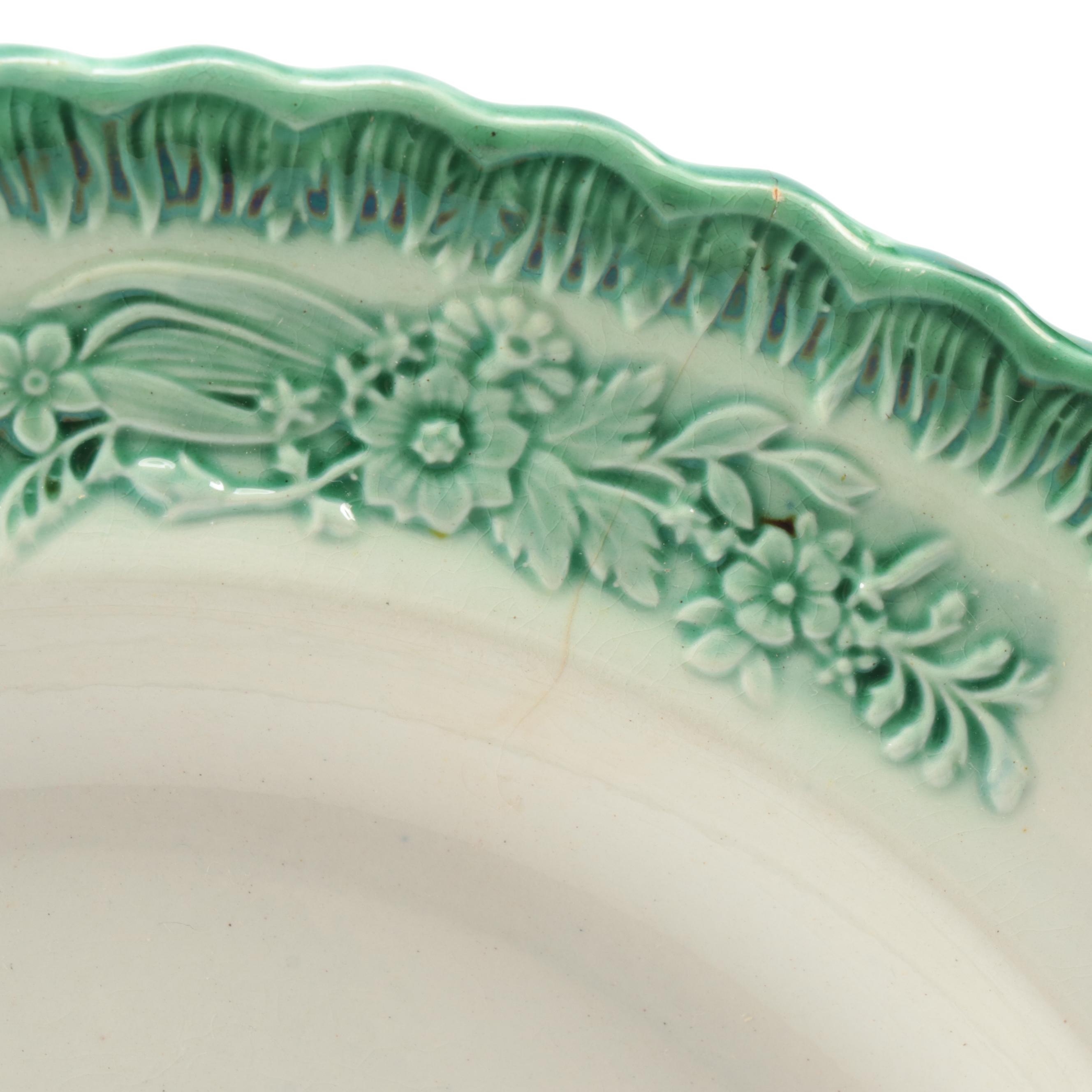 English Green Shell Edge with Majolica and Other Tableware