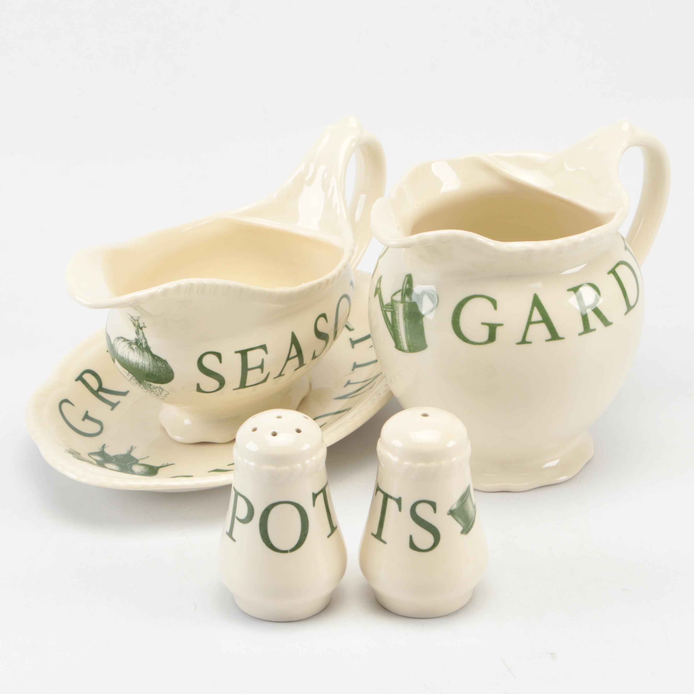 Wood & Sons "The Kitchen Garden Green" English Ceramic Table Accessories