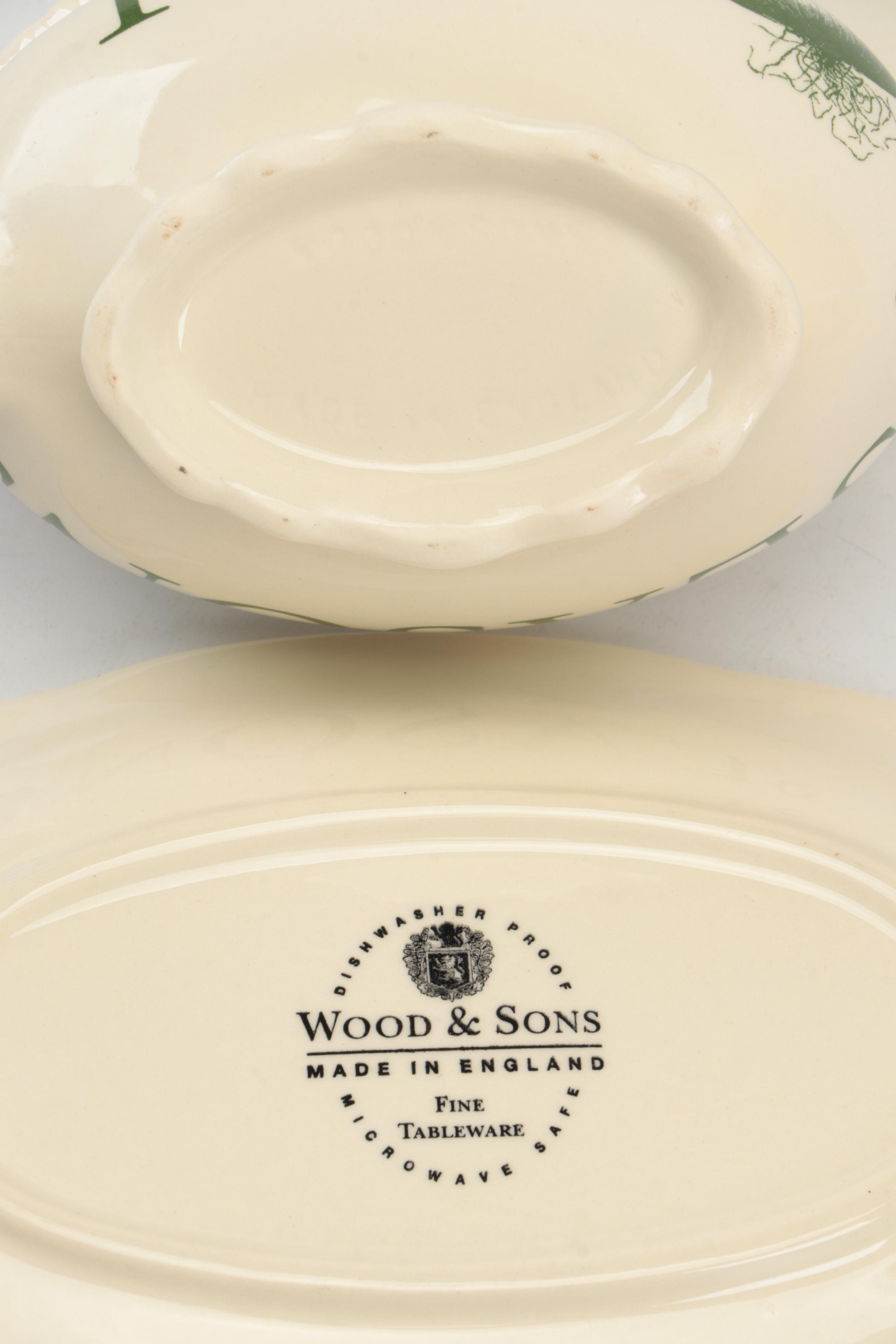 Wood & Sons "The Kitchen Garden Green" English Ceramic Table Accessories