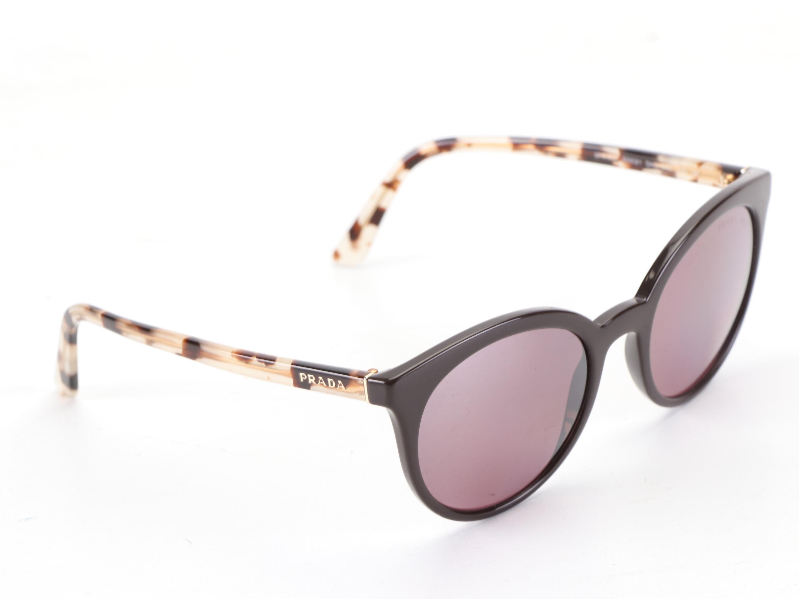 Prada SPR02X Round Polarized Sunglasses with Case and Box