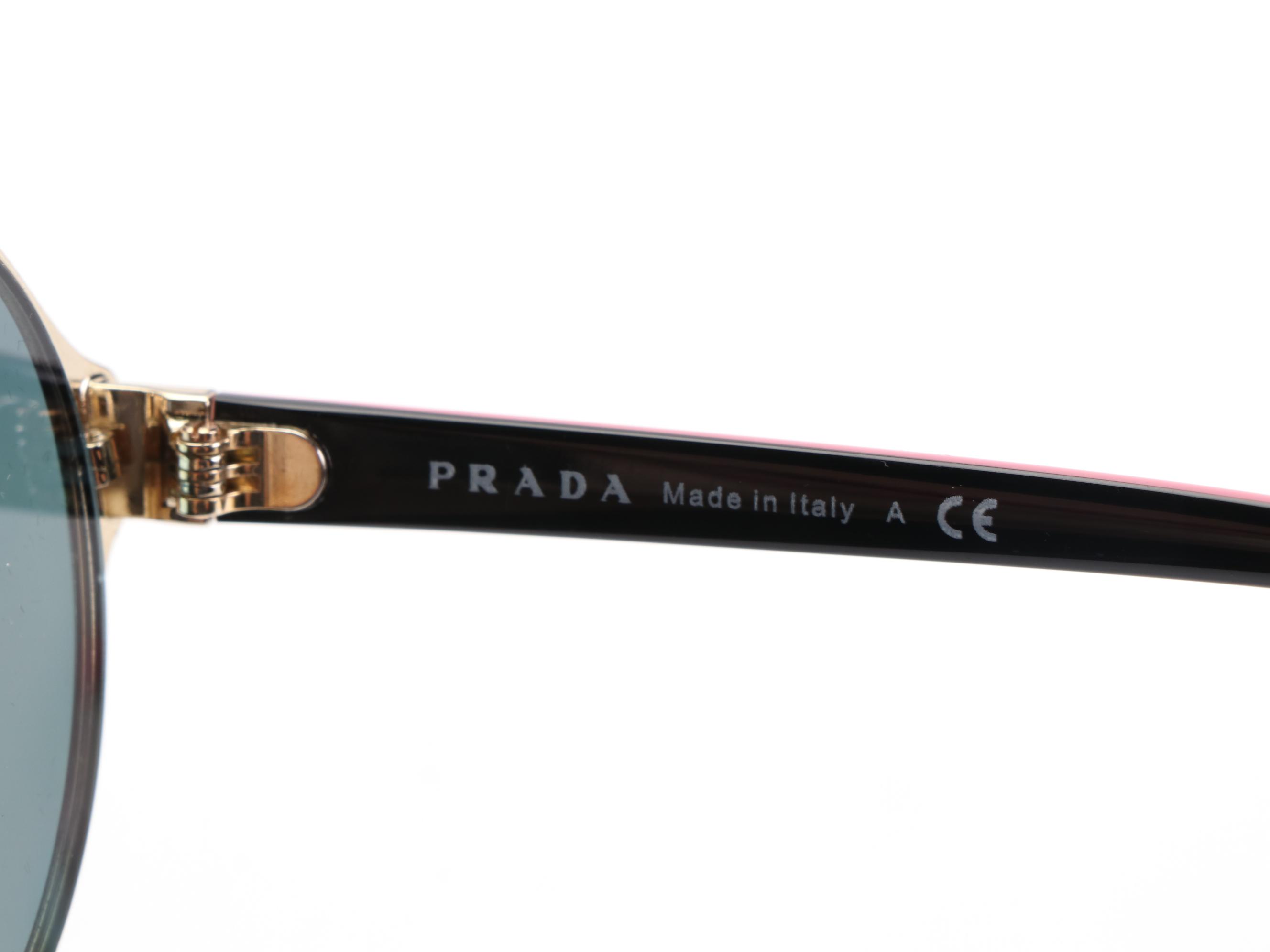 Prada SPR57T Round Sunglasses in Black and Pink with Case and Box
