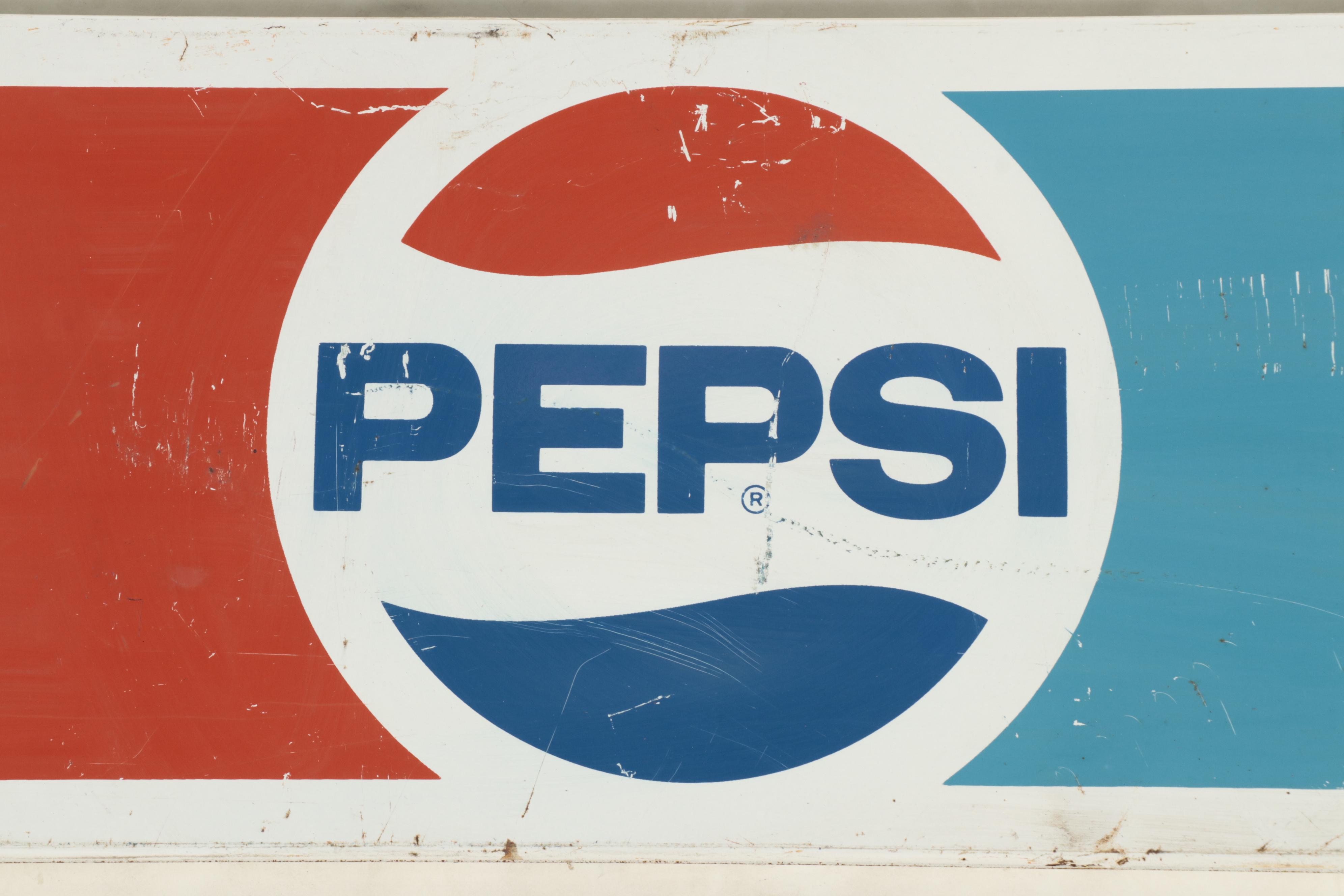 Two Painted Metal Pepsi Cola Signs