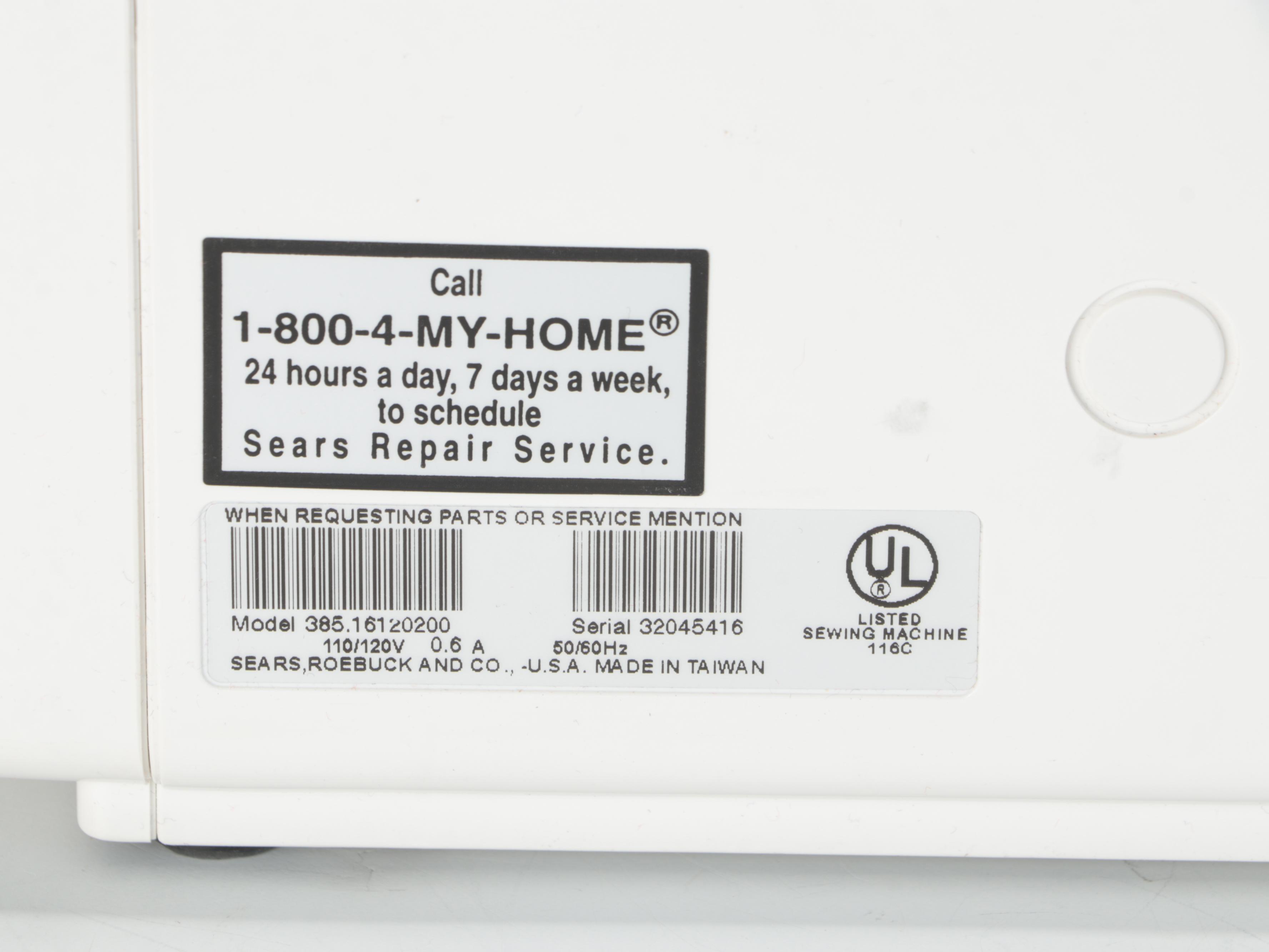 Sears Kenmore 385.16120200 12-Stitch Sewing Machine