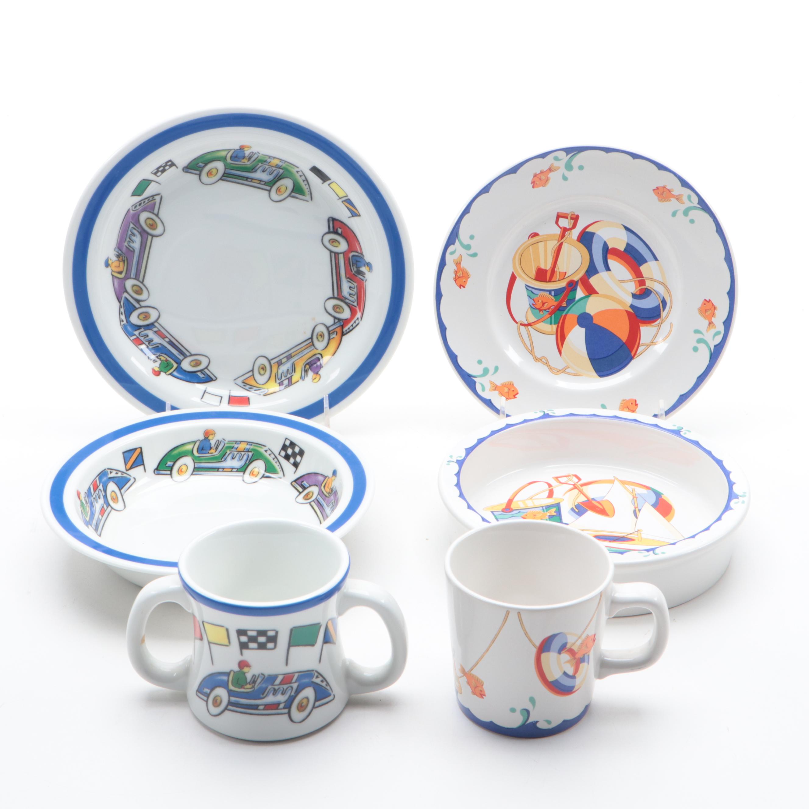 Tiffany & Co. "Race Cars" and "Seashore" Porcelain Child's Dinnerware