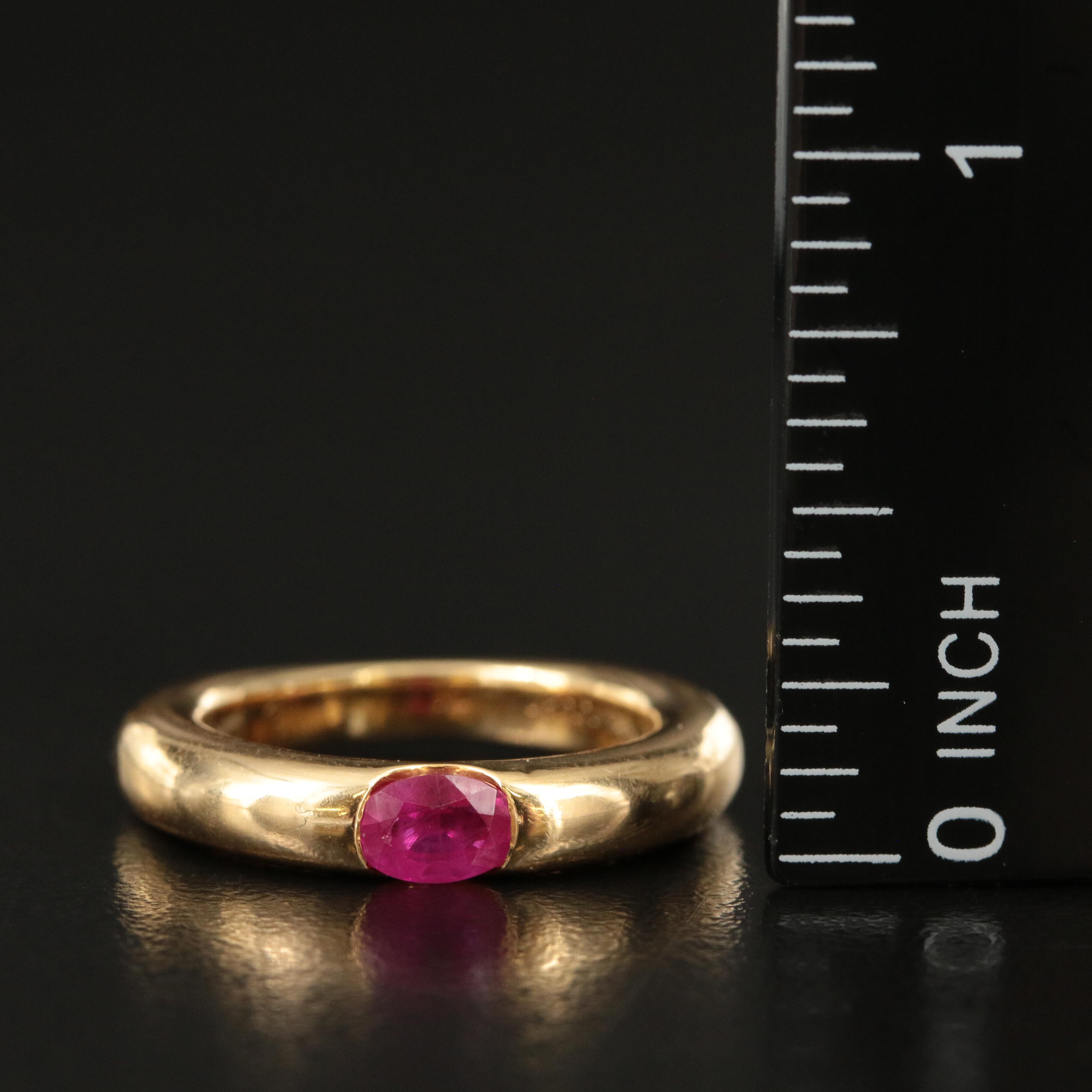 Circa 1992 Cartier "Ellipse" 18K and Ruby Ring