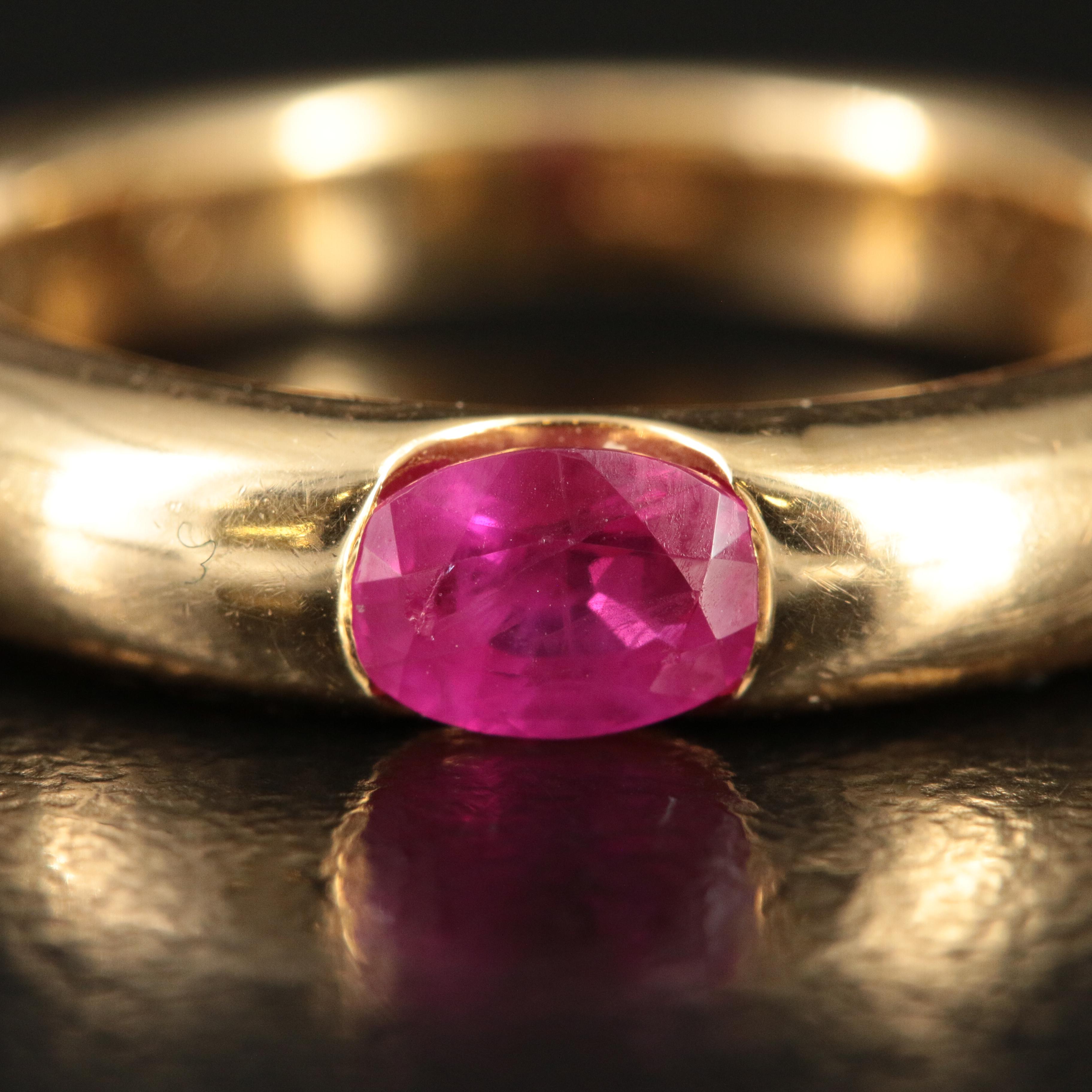 Circa 1992 Cartier "Ellipse" 18K and Ruby Ring