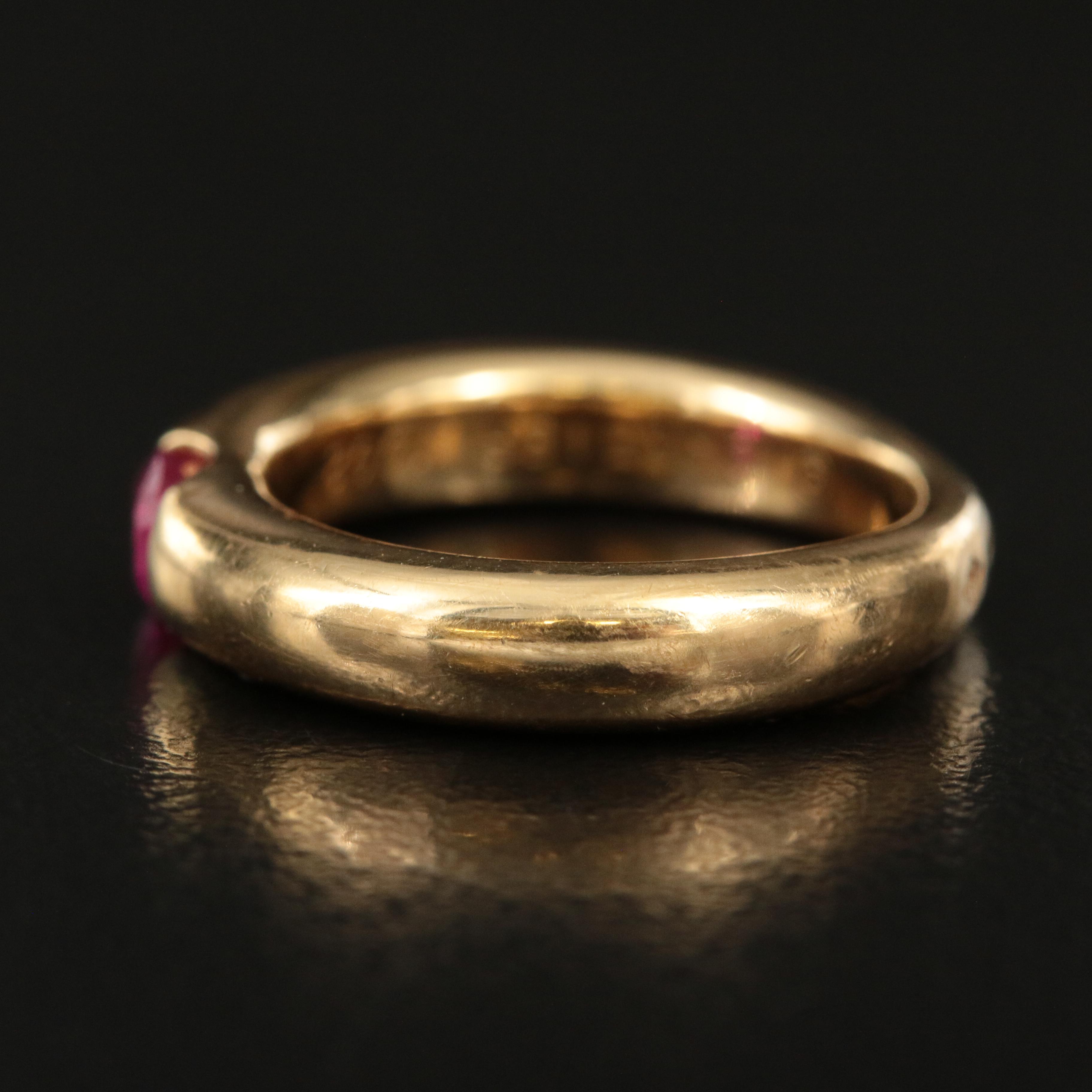 Circa 1992 Cartier "Ellipse" 18K and Ruby Ring