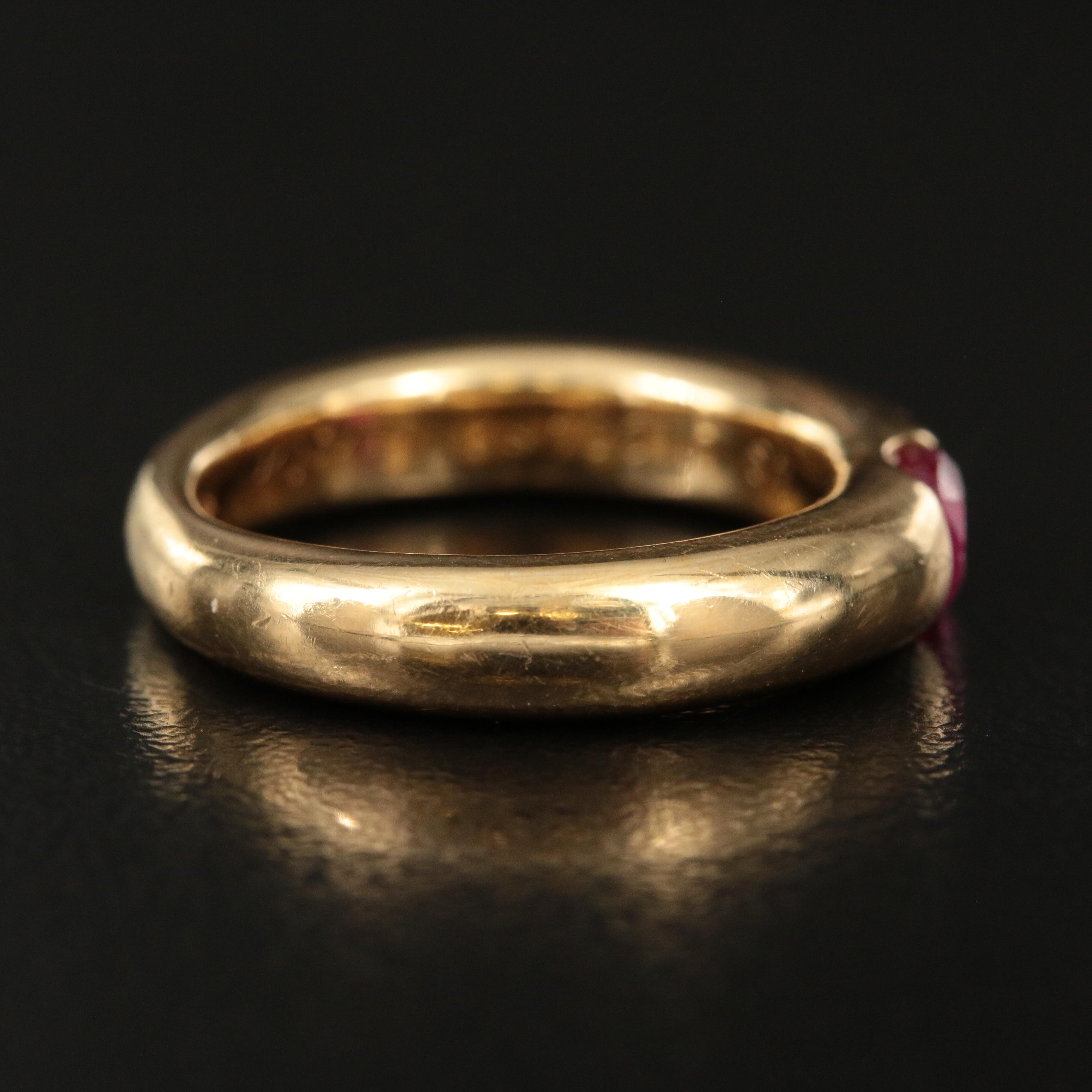 Circa 1992 Cartier "Ellipse" 18K and Ruby Ring