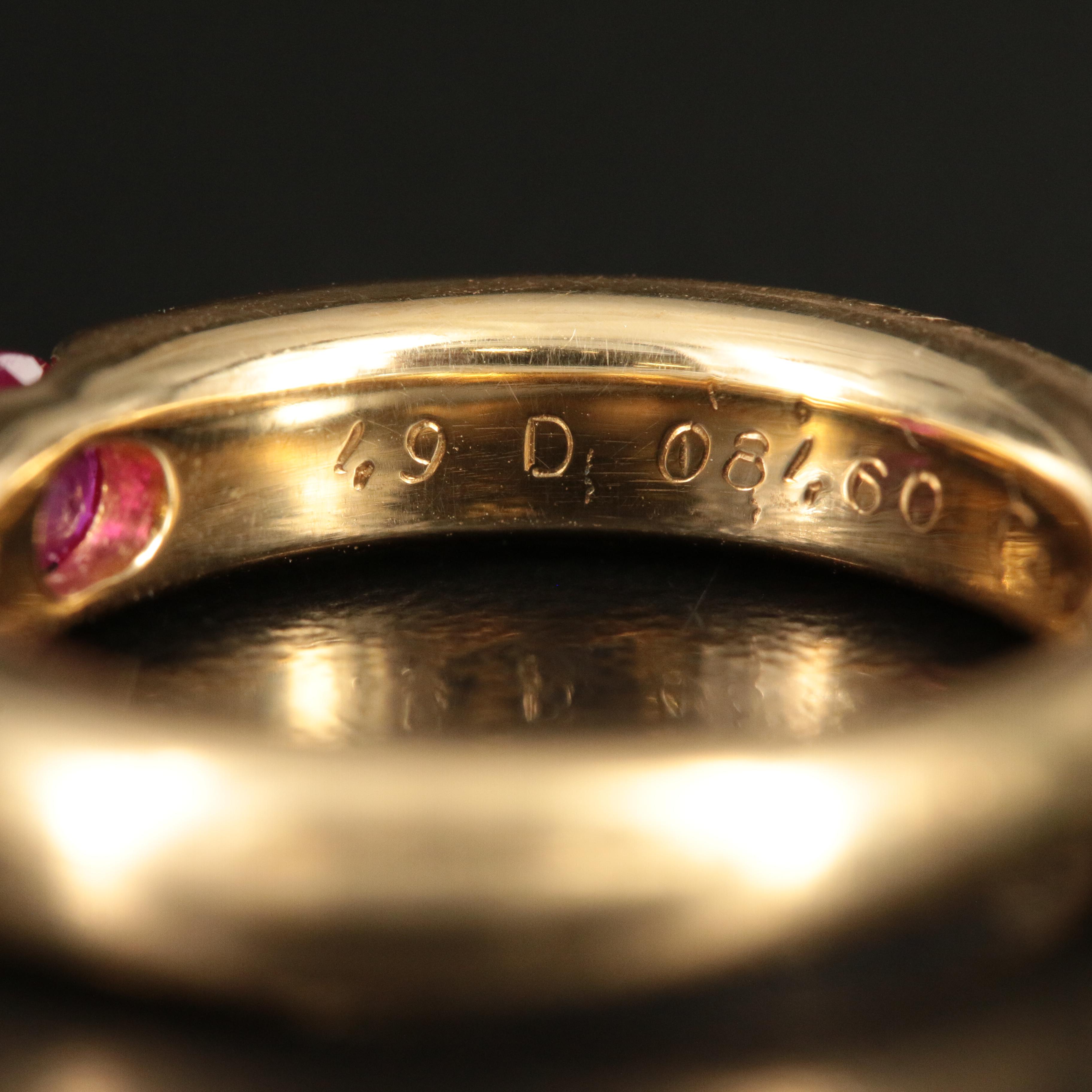 Circa 1992 Cartier "Ellipse" 18K and Ruby Ring
