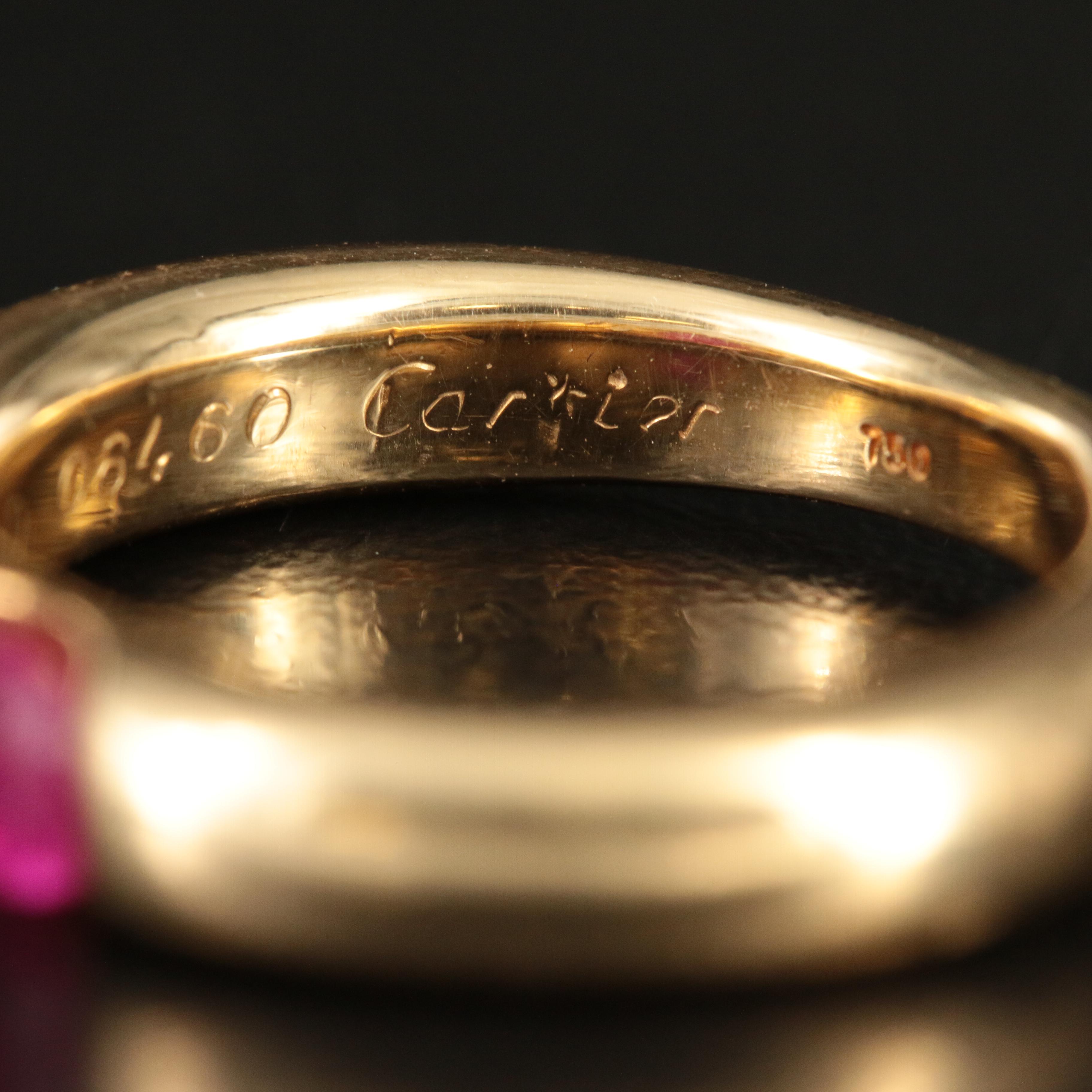 Circa 1992 Cartier "Ellipse" 18K and Ruby Ring