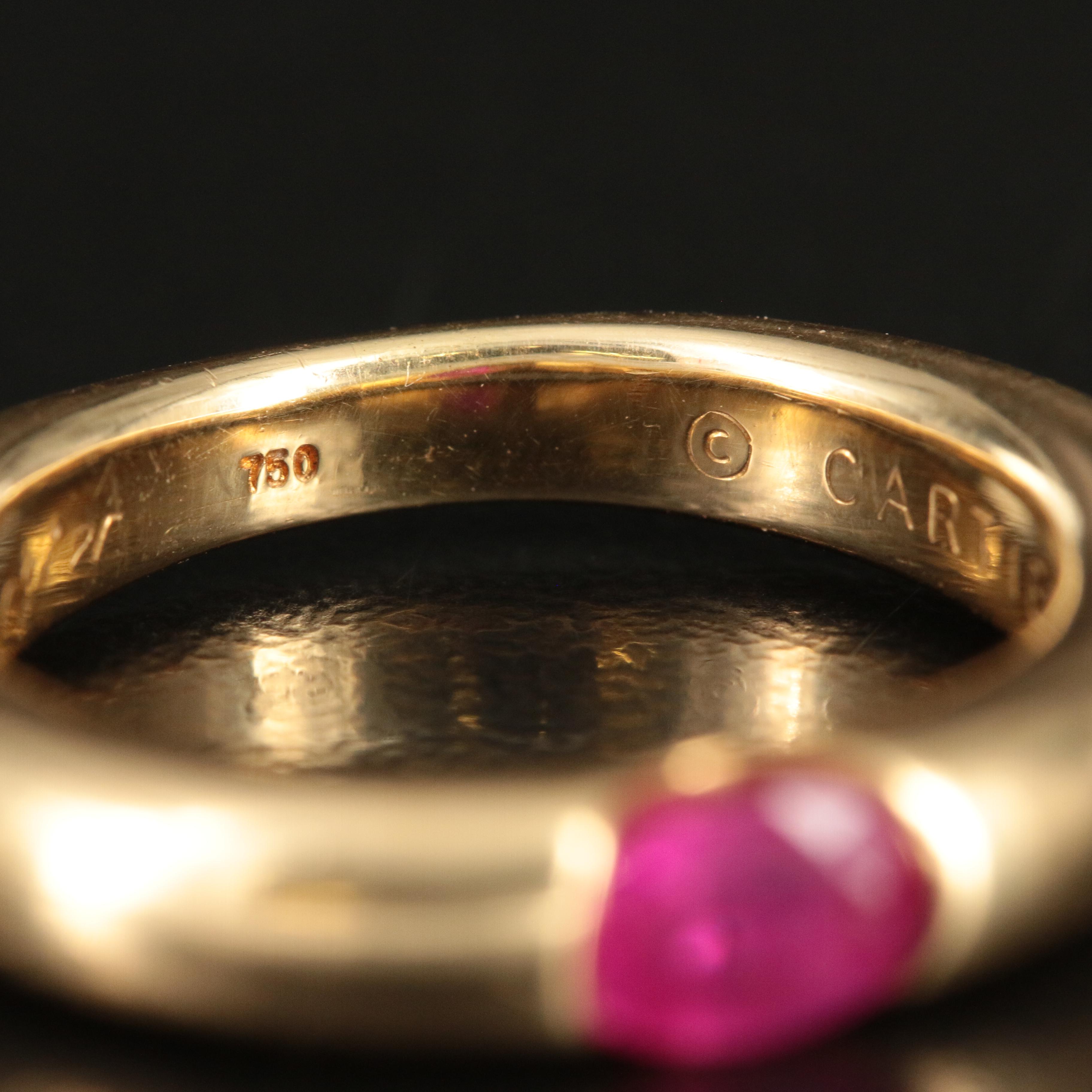 Circa 1992 Cartier "Ellipse" 18K and Ruby Ring