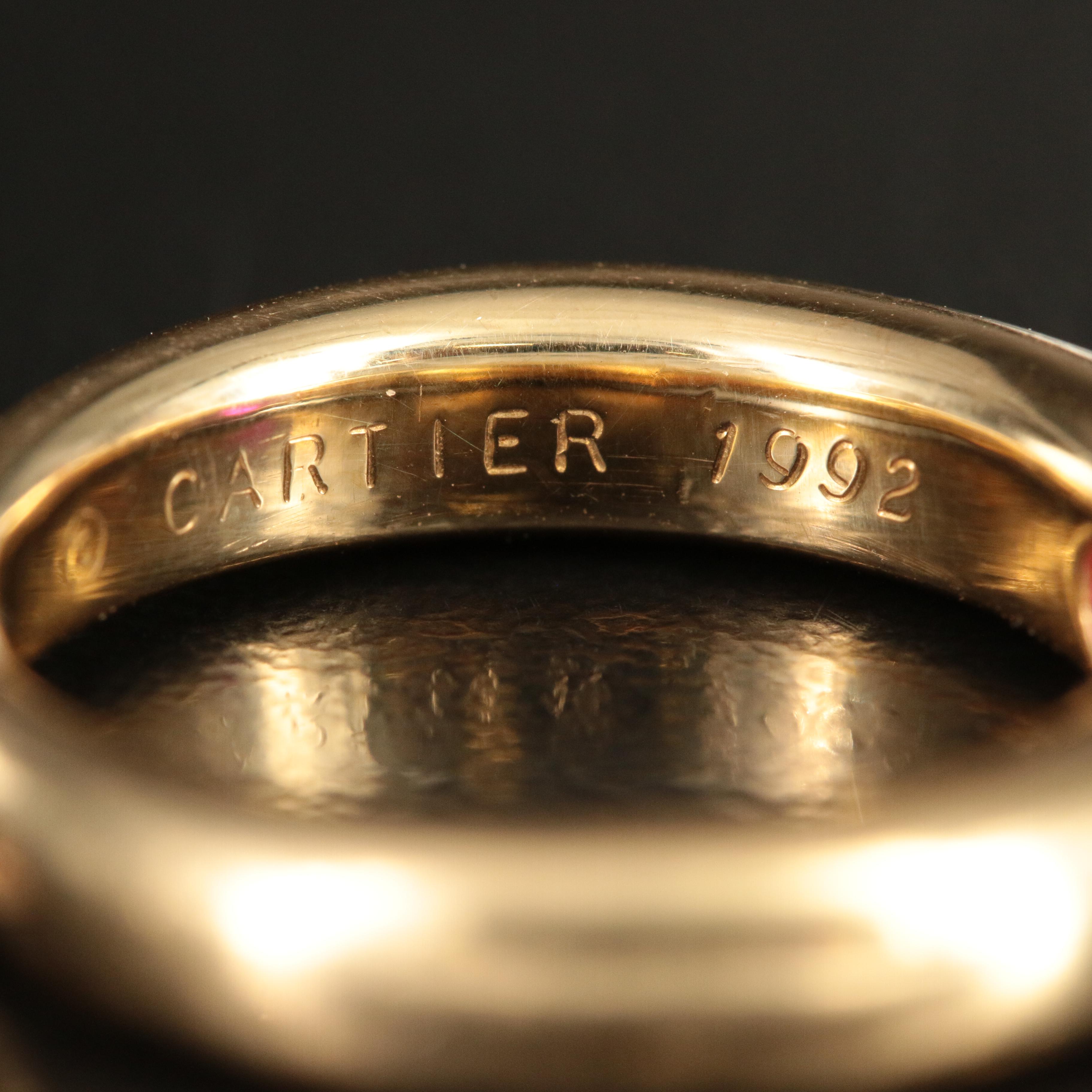 Circa 1992 Cartier "Ellipse" 18K and Ruby Ring