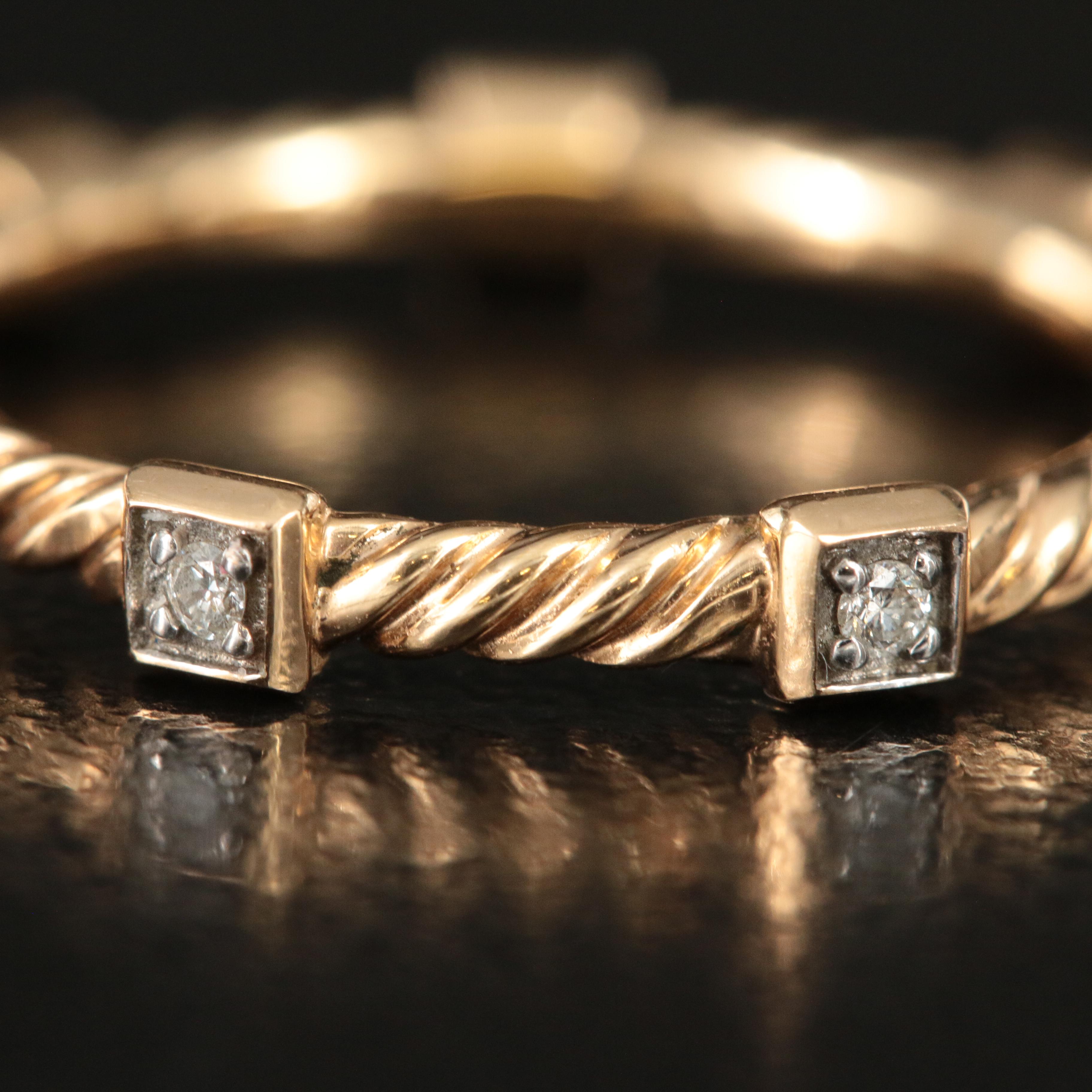 David Yurman "Cable Collectibles" 18K 0.07 CTW Diamond Stackable Ring