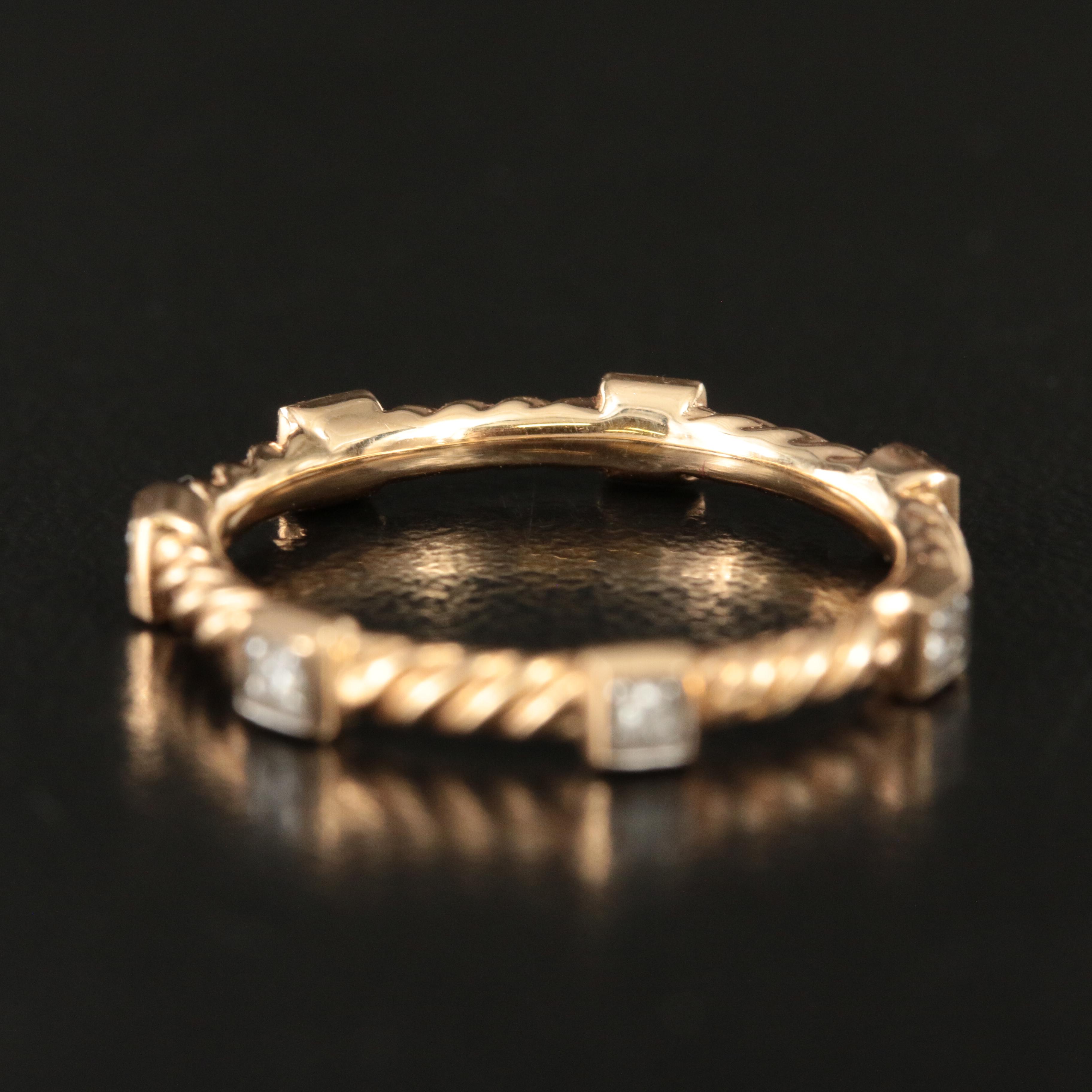 David Yurman "Cable Collectibles" 18K 0.07 CTW Diamond Stackable Ring